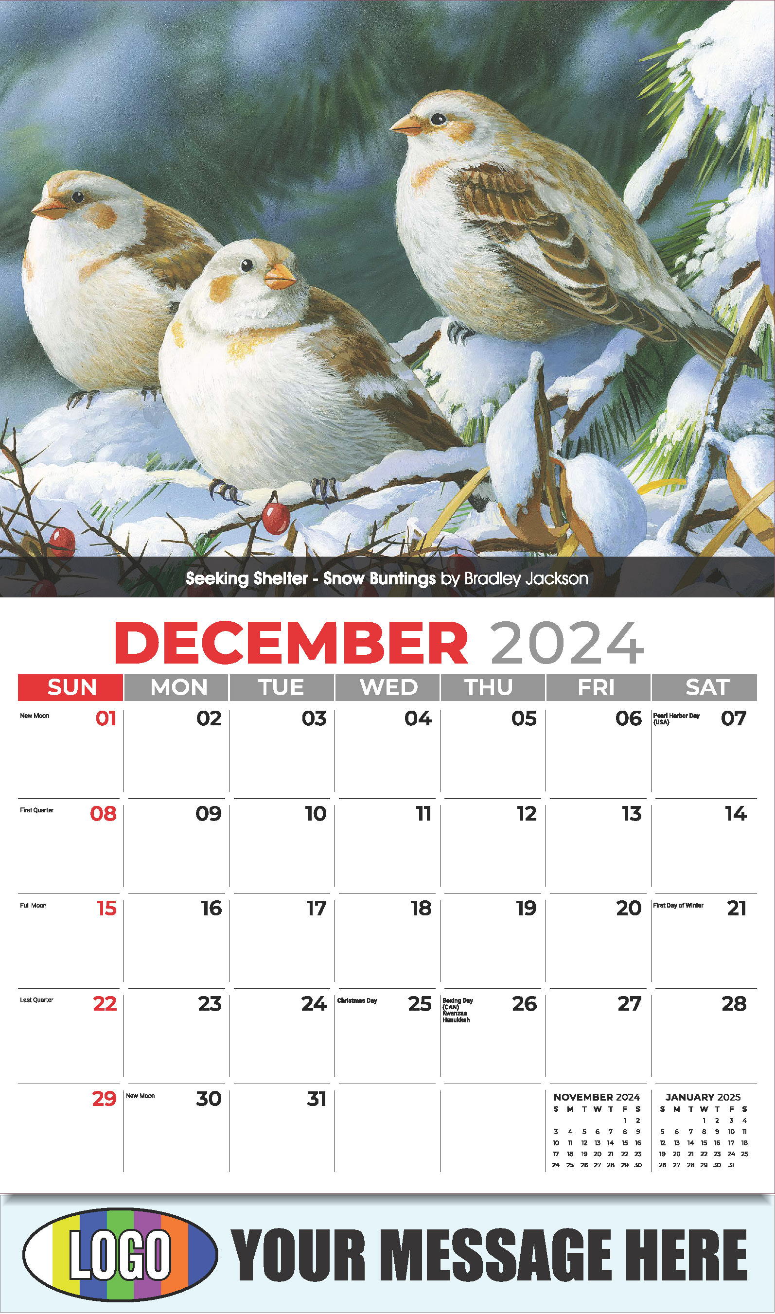 Garden Birds 2025 Business Promotional Calendar - December_a