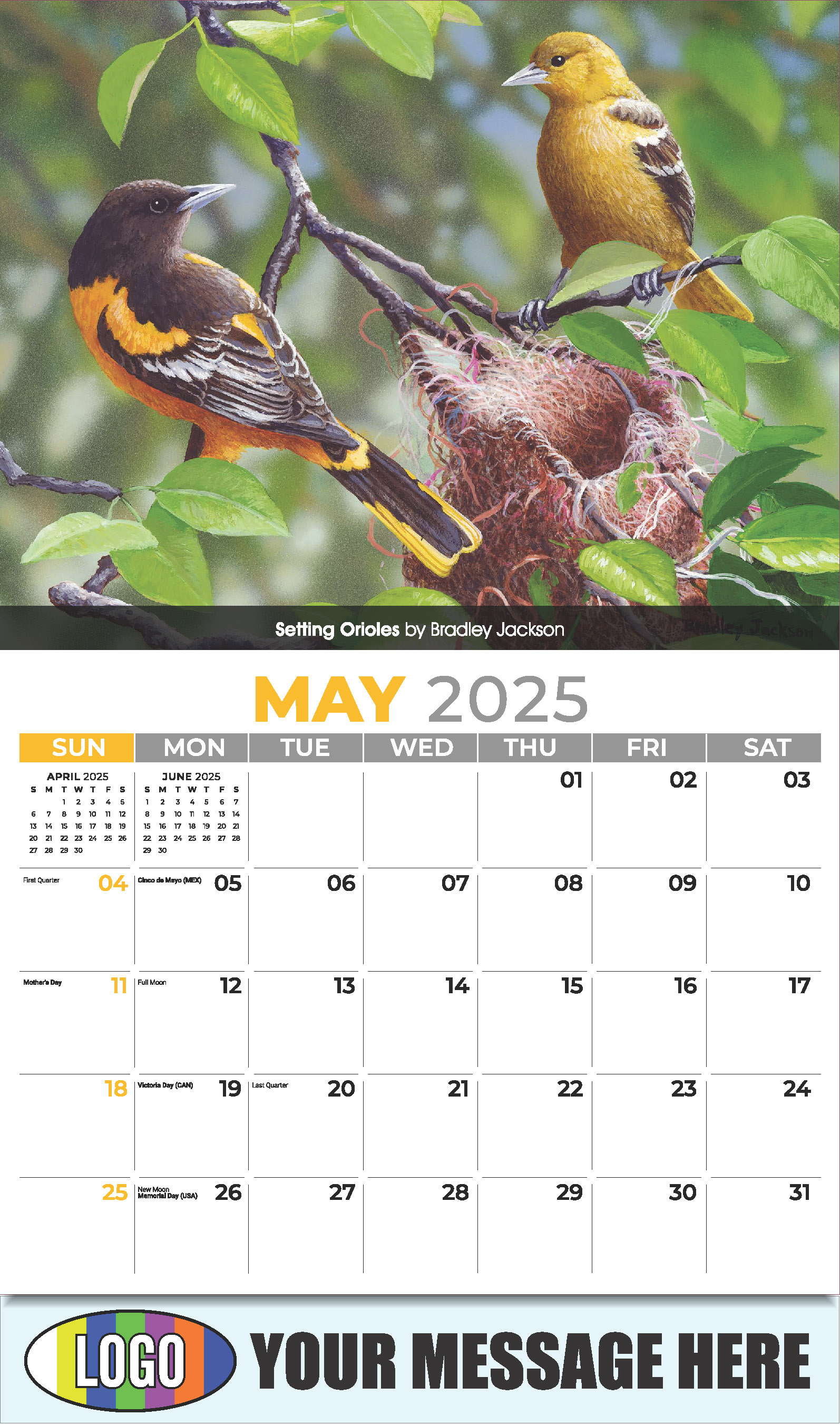 Garden Birds 2025 Business Promotional Calendar - May