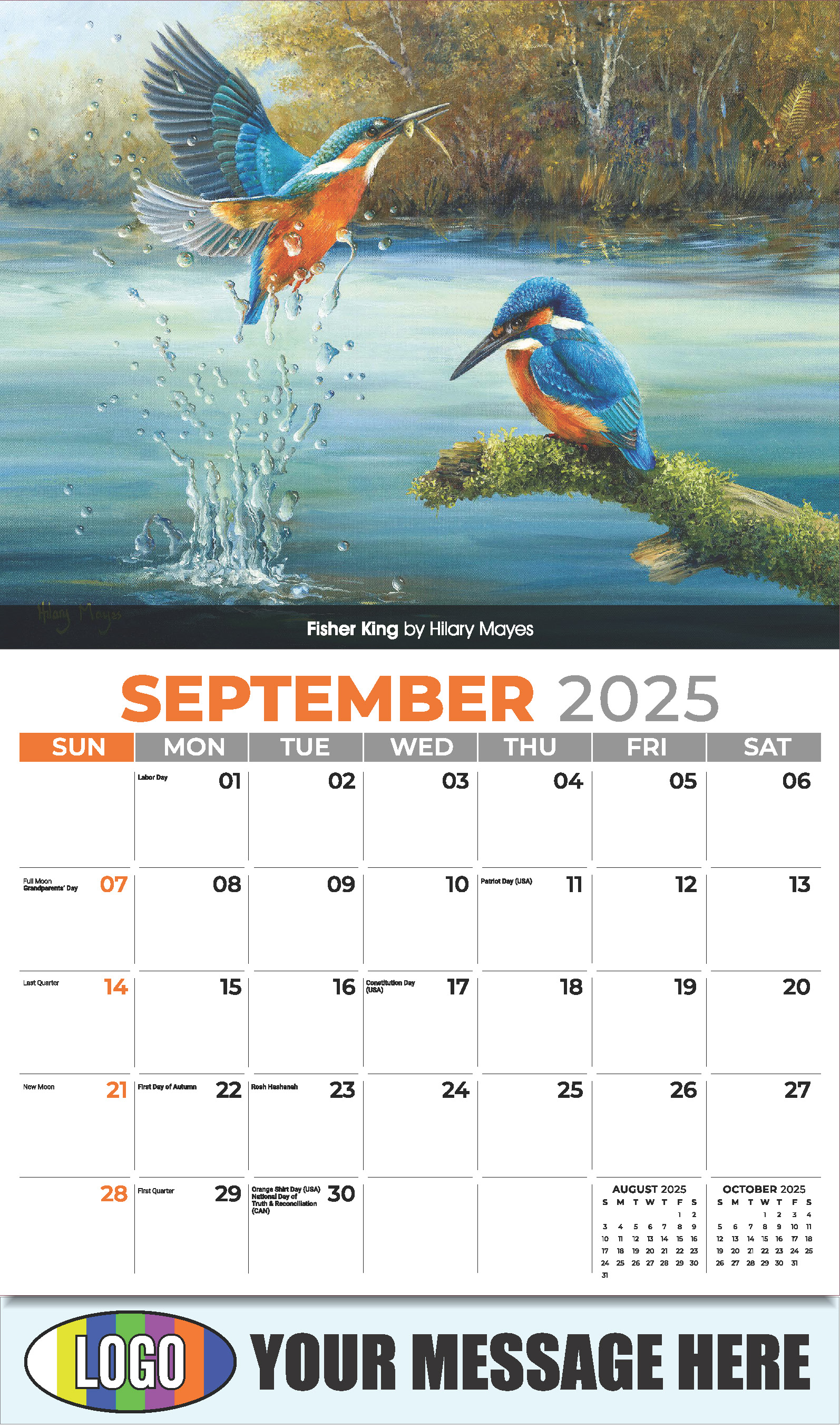 Garden Birds 2025 Business Promotional Calendar - September