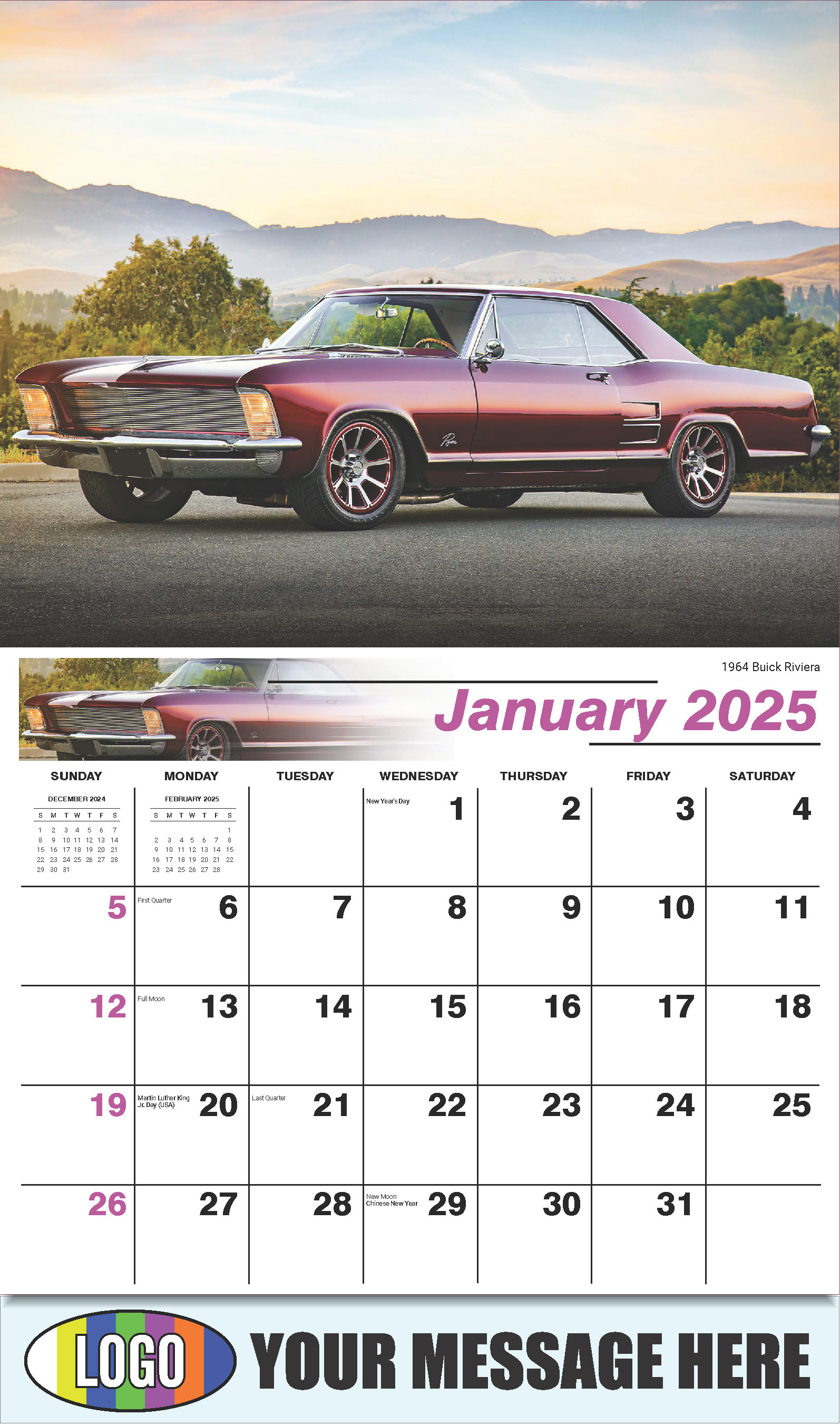 2025 Business Promo Calendar Vintage GM Car Calendar low as 65¢