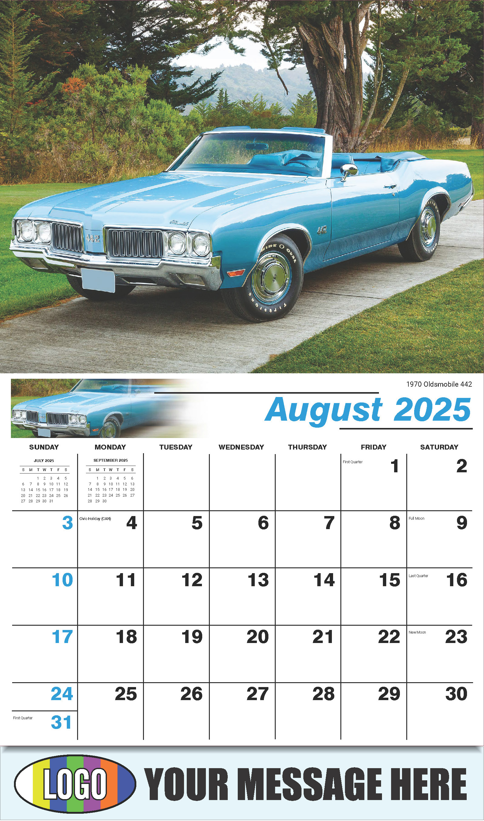 GM Classics 2025 Automotive Business Advertising Calendar - August