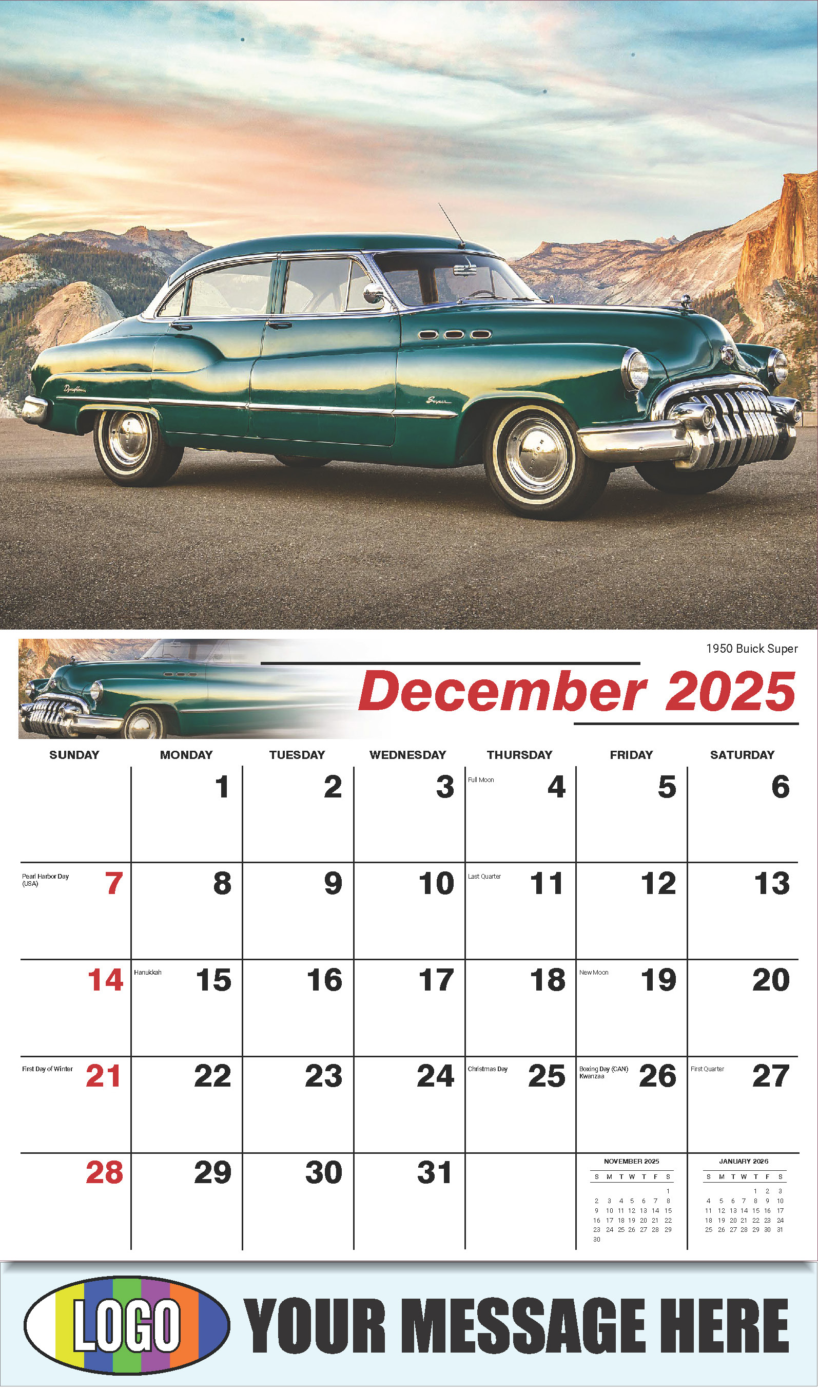 GM Classics 2025 Automotive Business Advertising Calendar - December