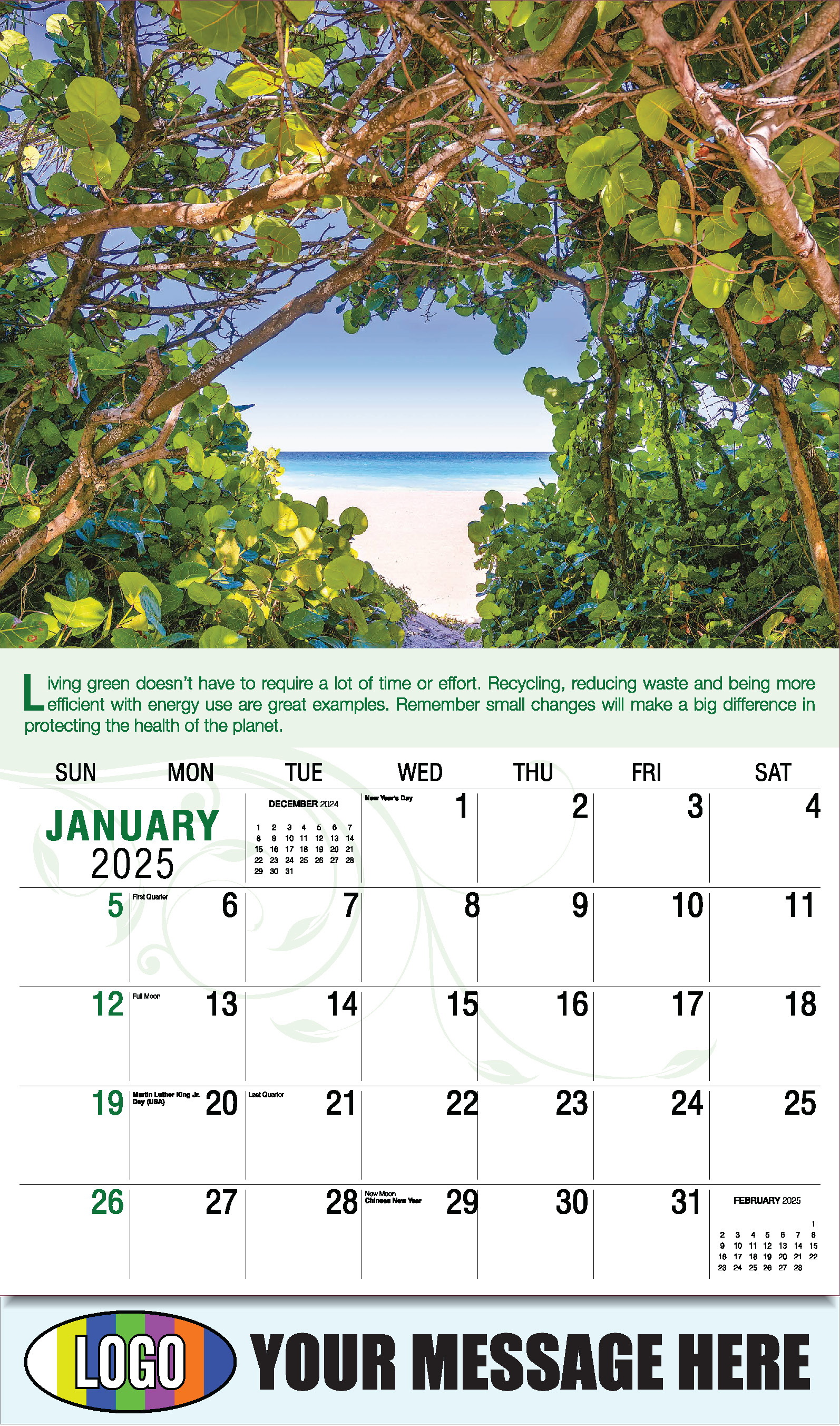 Go Green 2025 Business Promotion Calendar - January