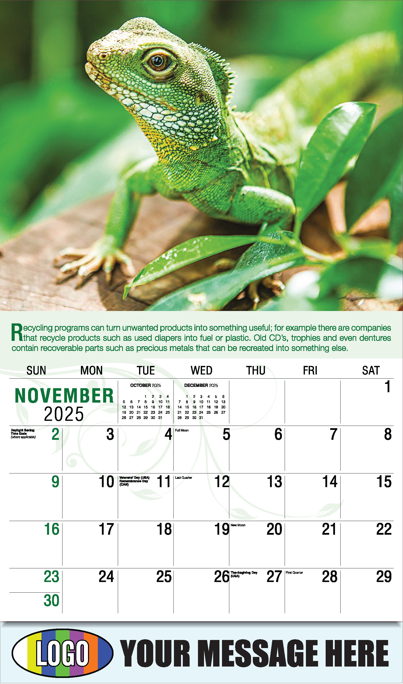 Go Green 2025 Business Promotion Calendar - November