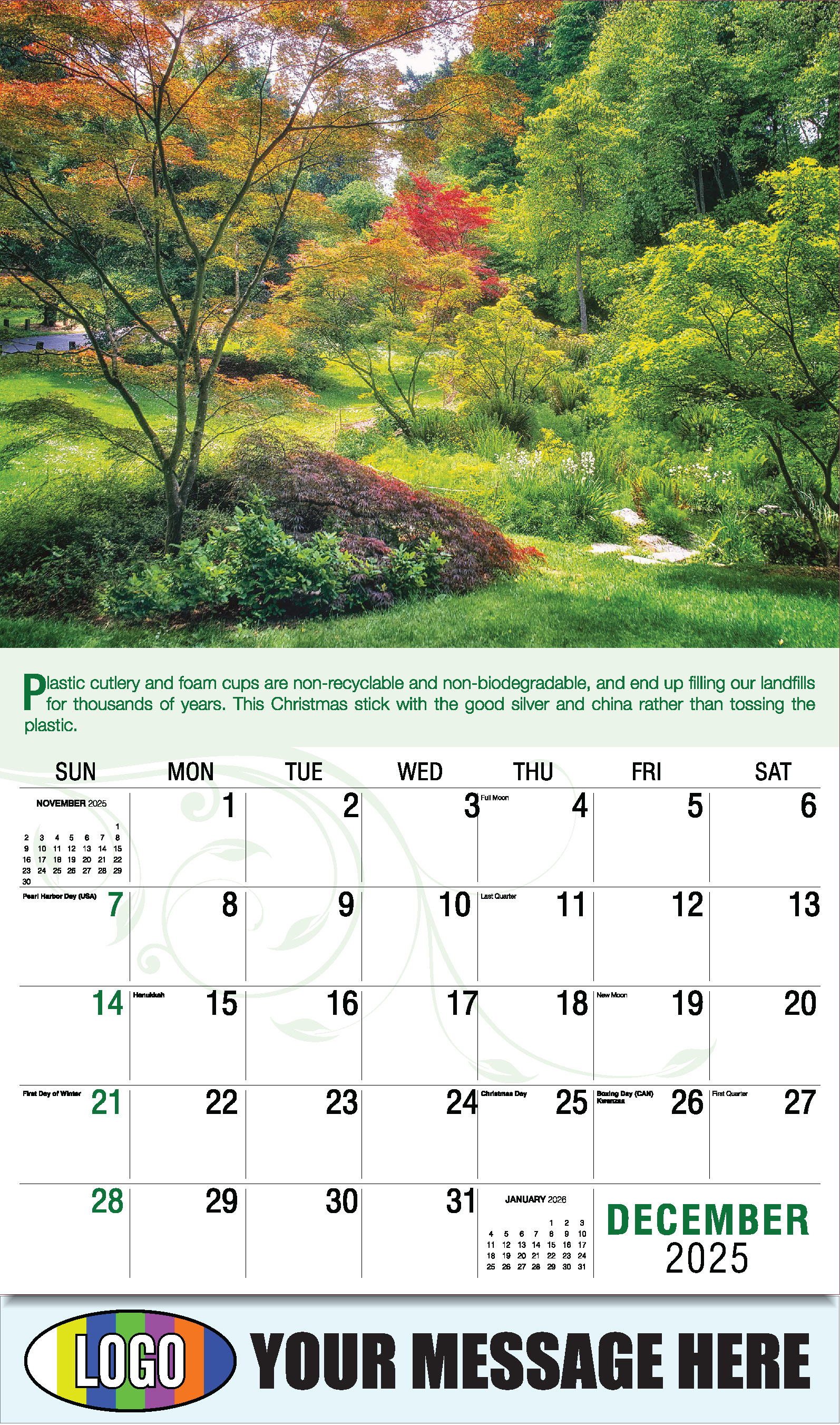 Go Green 2025 Business Promotion Calendar - December
