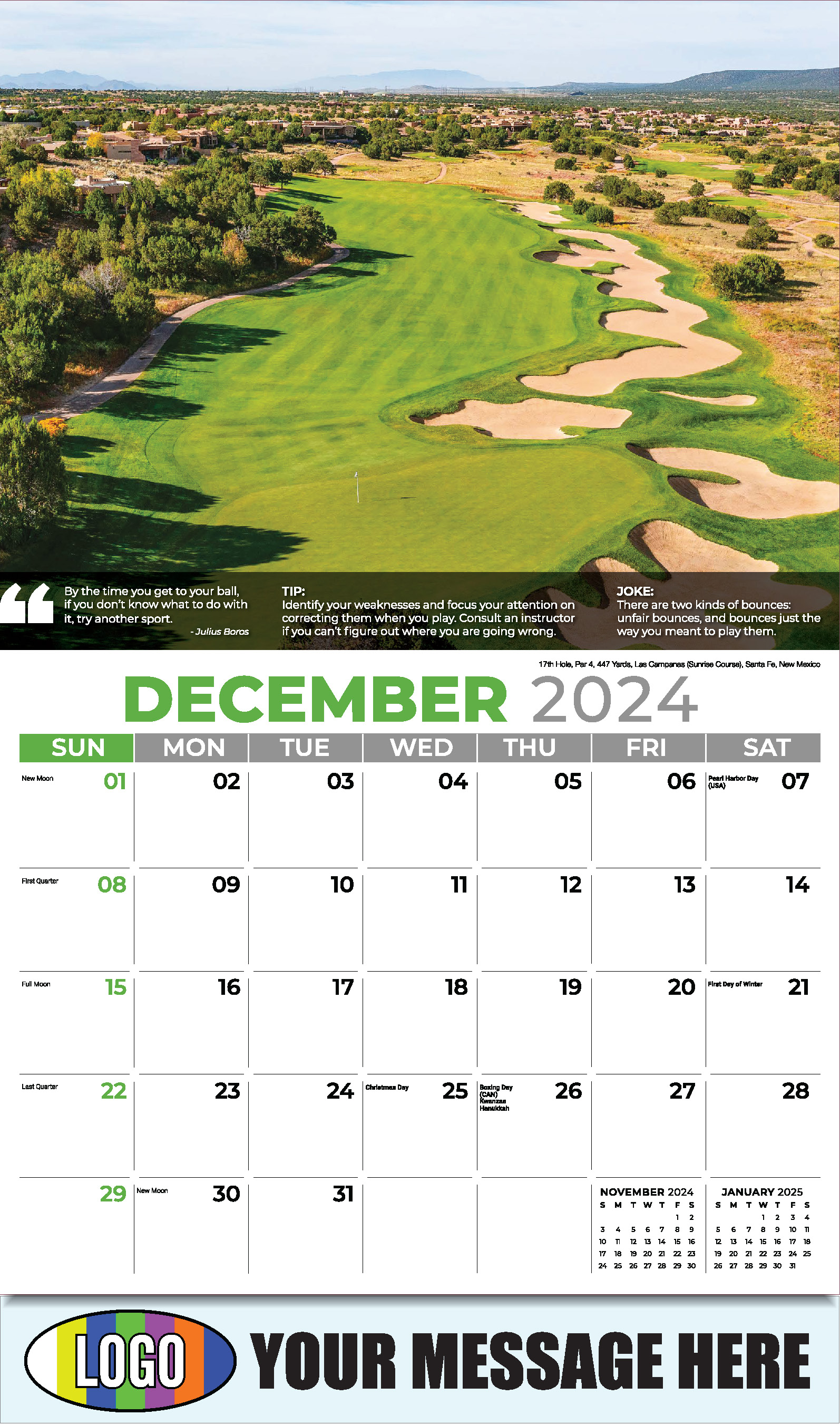 Golf Tips 2025 Business Promo Calendar - December_a
