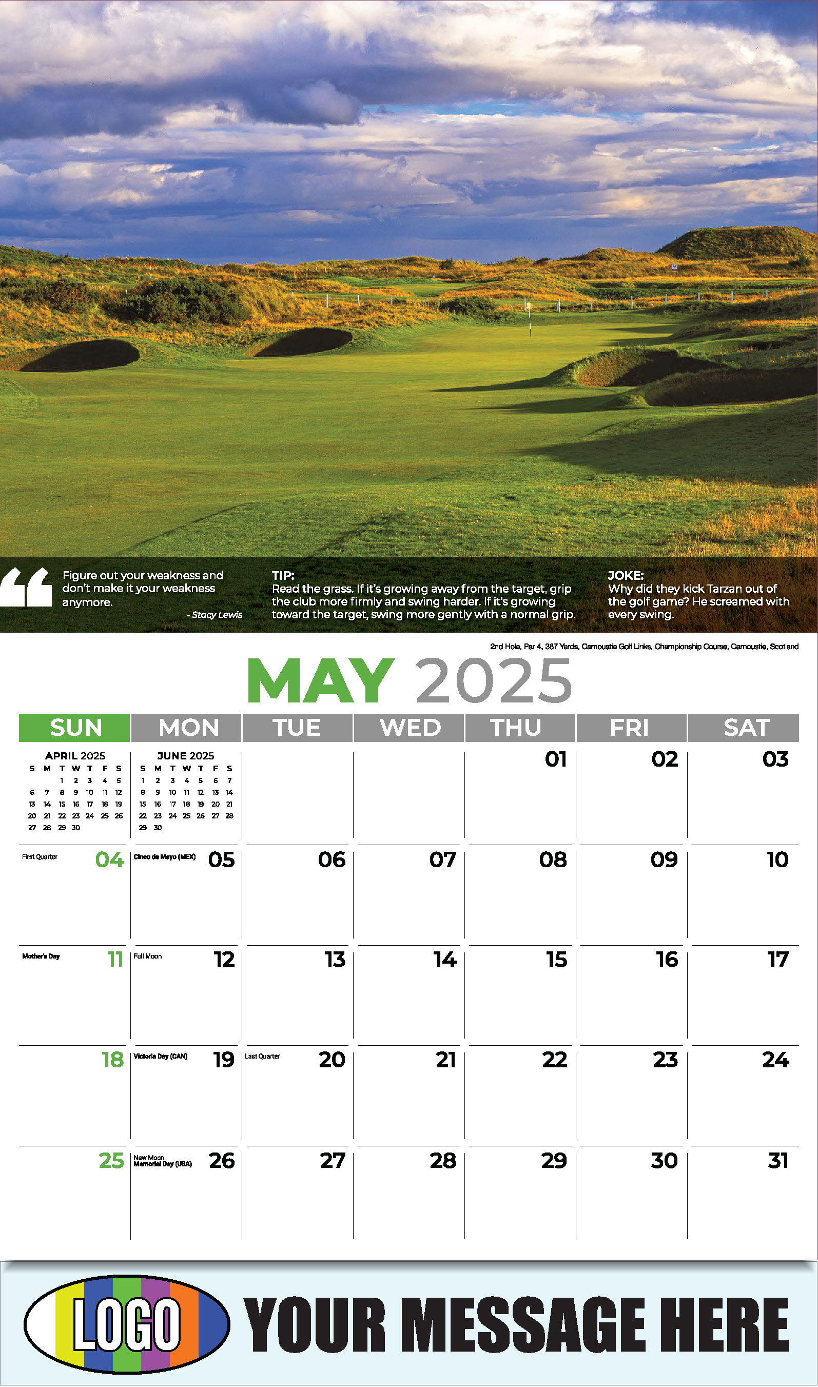 Golf Tips 2025 Business Promo Calendar - May