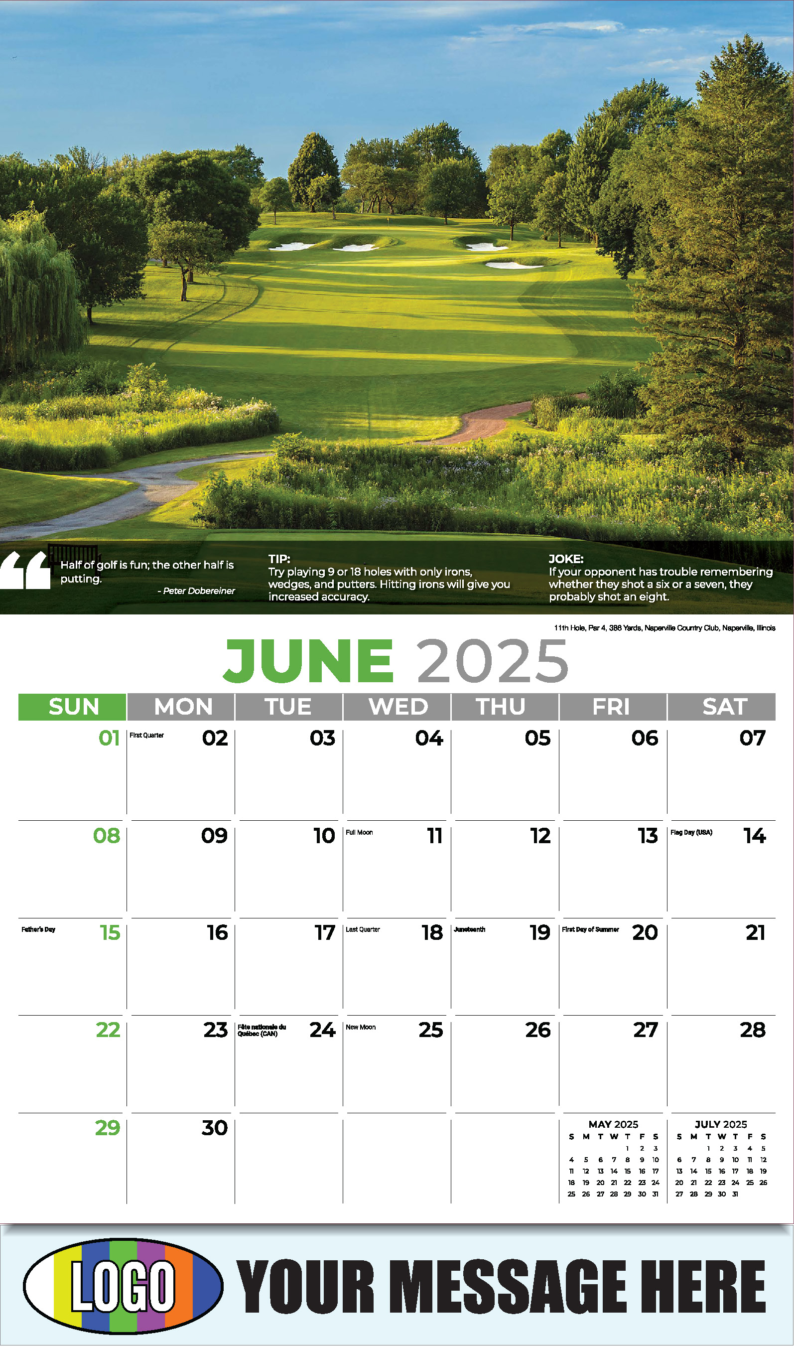 Golf Tips 2025 Business Promo Calendar - June