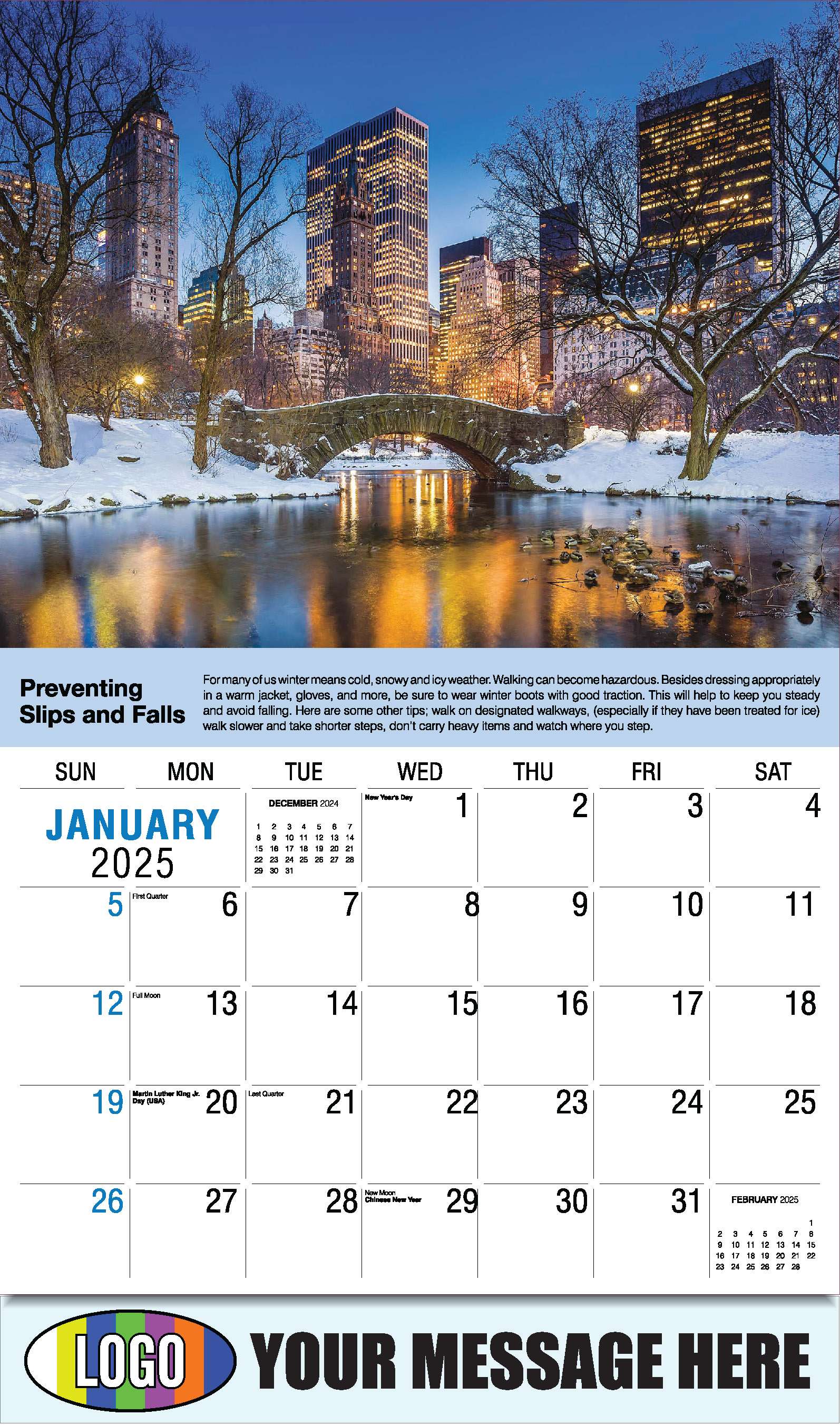 Health Tips 2025 Business Promo Wall Calendar - January