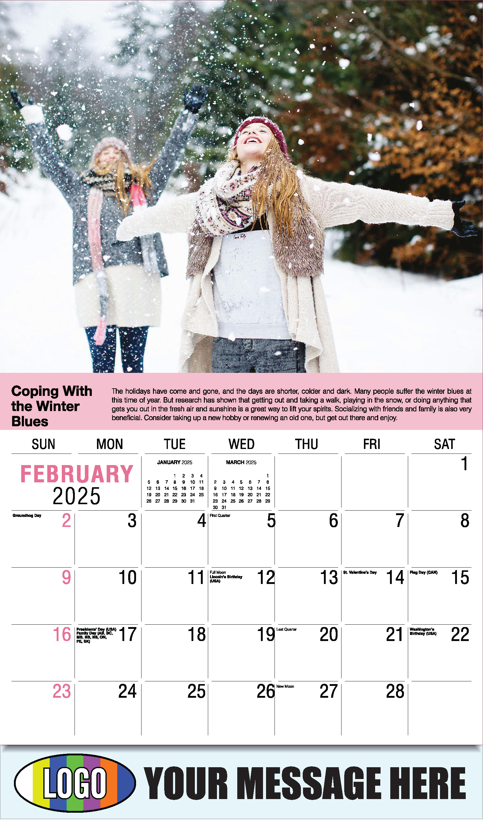Health Tips 2025 Business Promo Wall Calendar - February