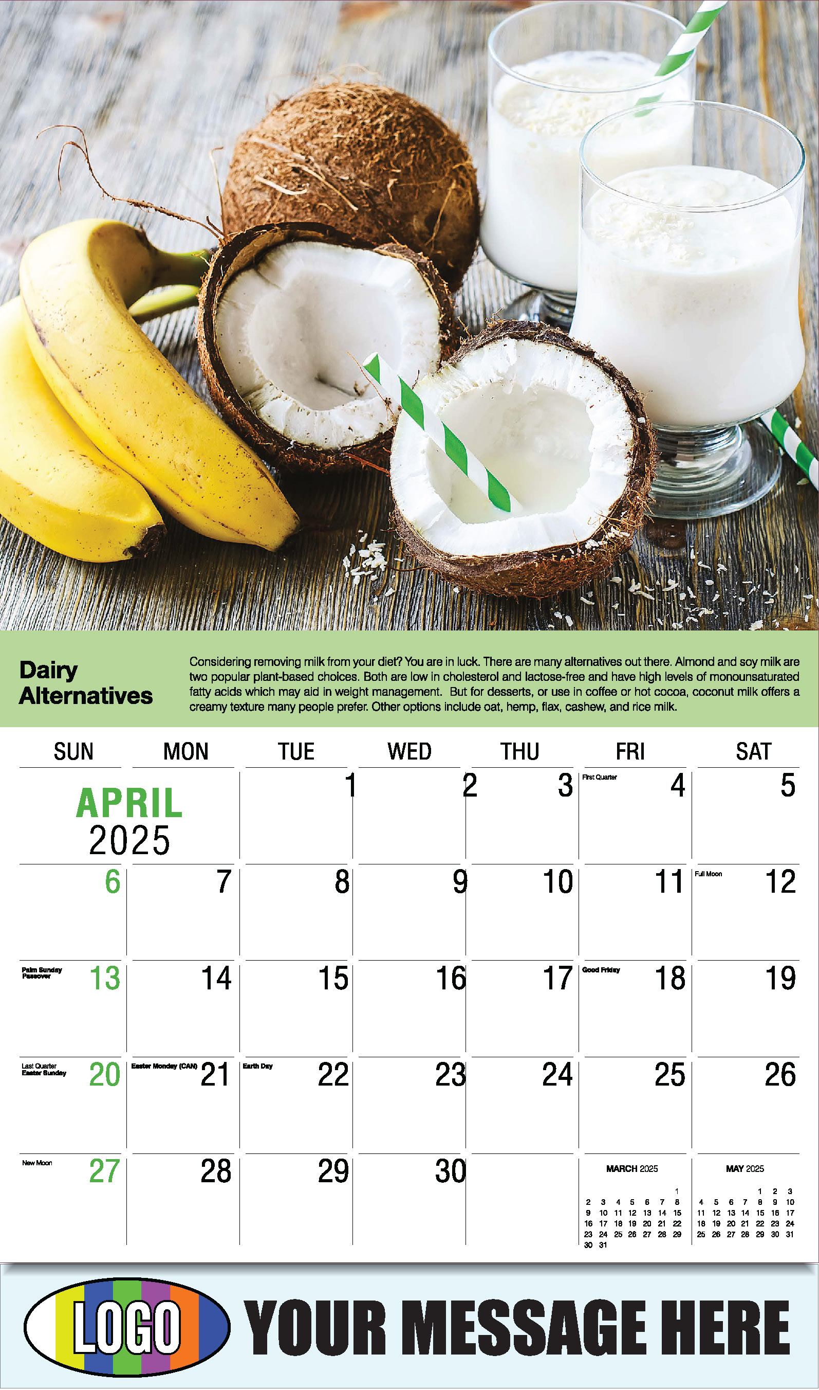 Health Tips 2025 Business Promo Wall Calendar - April