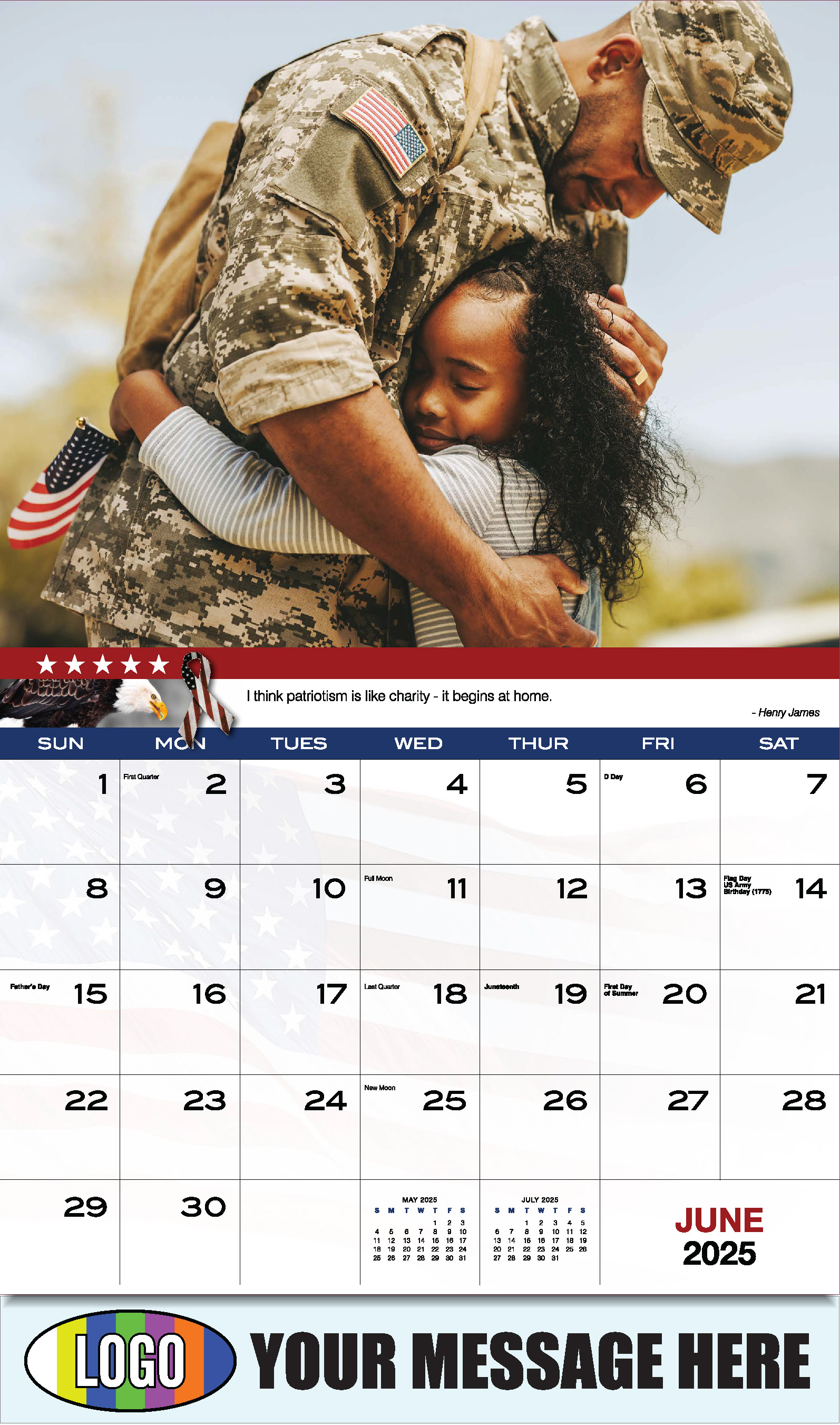 Home of the Brave 2025 USA Armed Forces Business Promo Calendar - June
