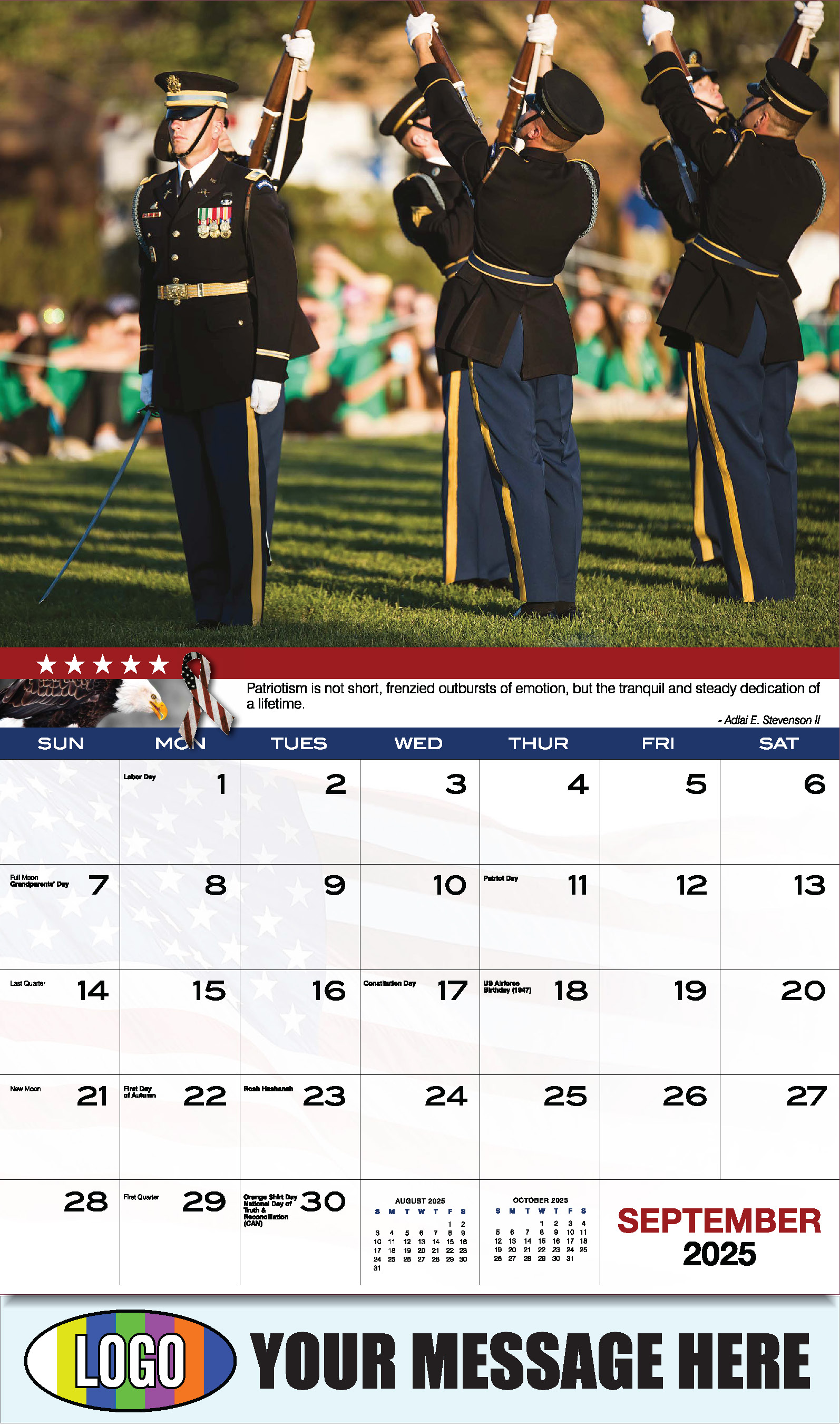 Home of the Brave 2025 USA Armed Forces Business Promo Calendar - September