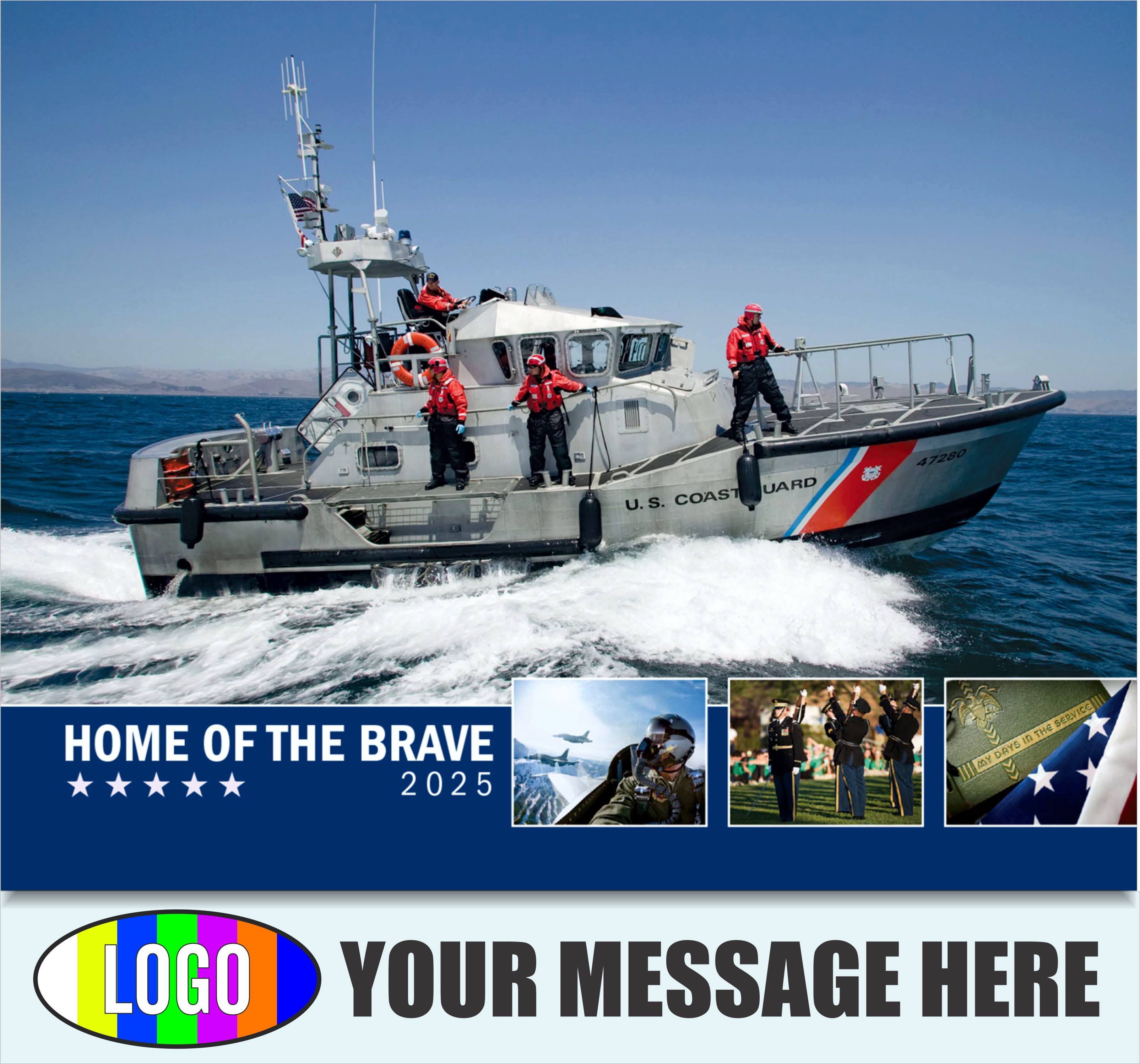 Home of the Brave 2025 USA Armed Forces Business Promo Calendar - cover