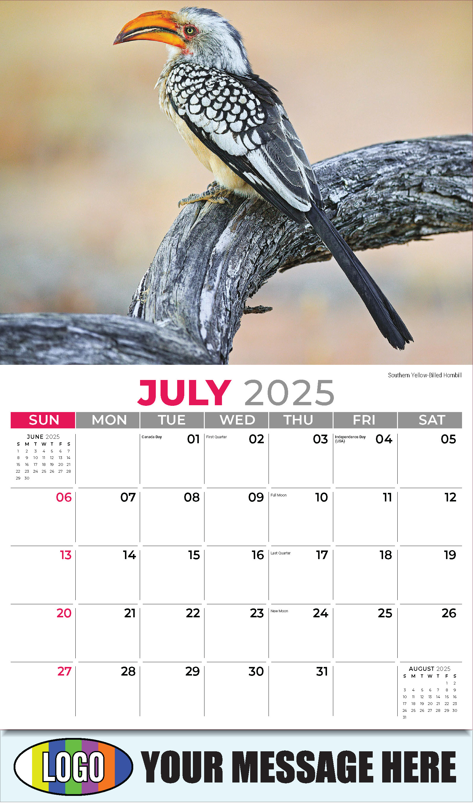 International Wildlife 2025 Business Advertising Wall Calendar - July
