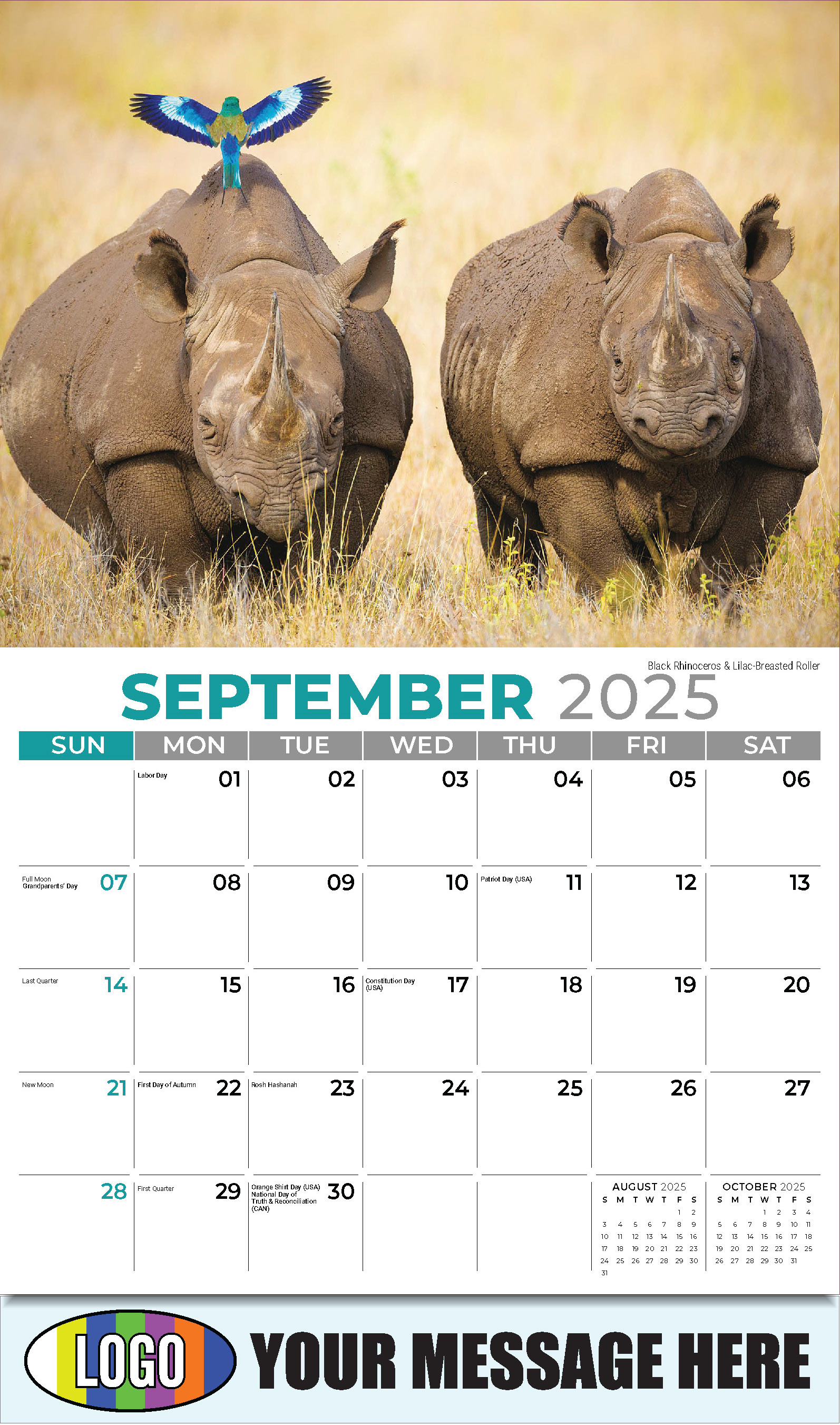 International Wildlife 2025 Business Advertising Wall Calendar - September