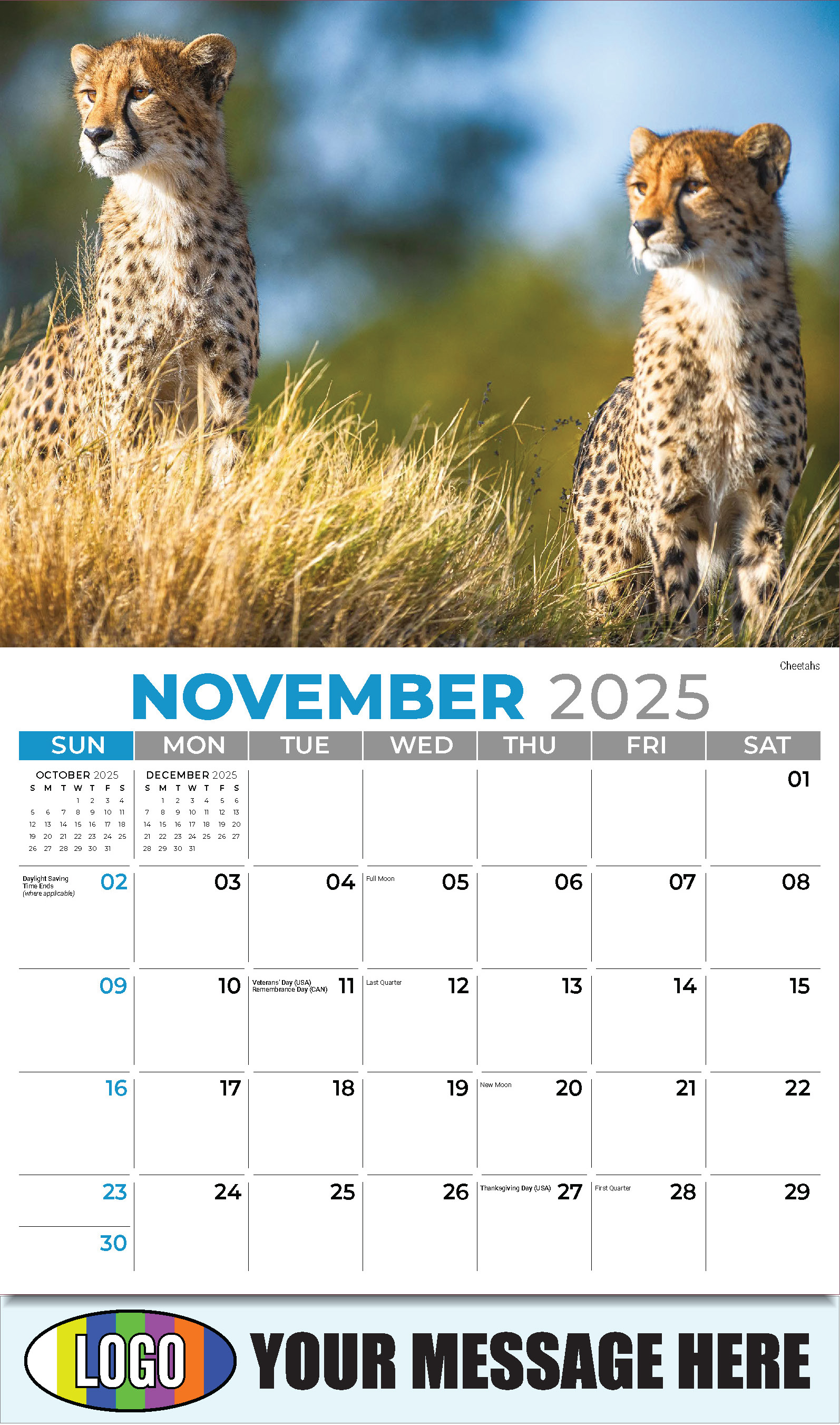 International Wildlife 2025 Business Advertising Wall Calendar - November