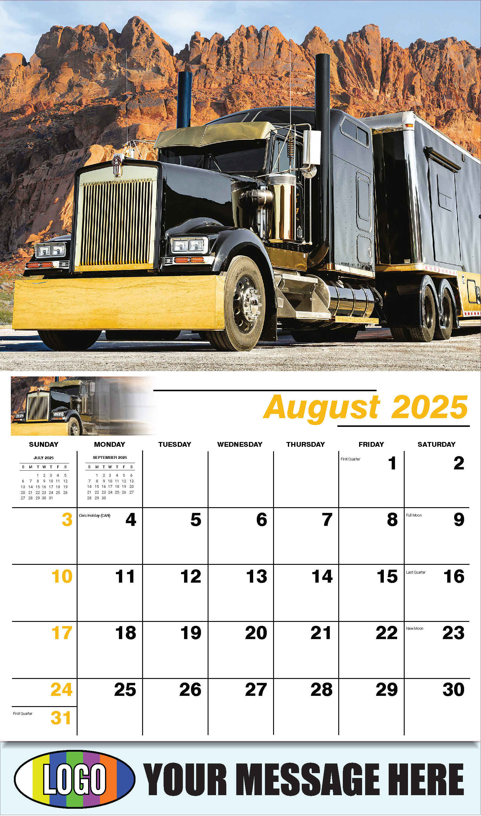 Kings of the Road 2025 Automotive Business Promotional Calendar - August