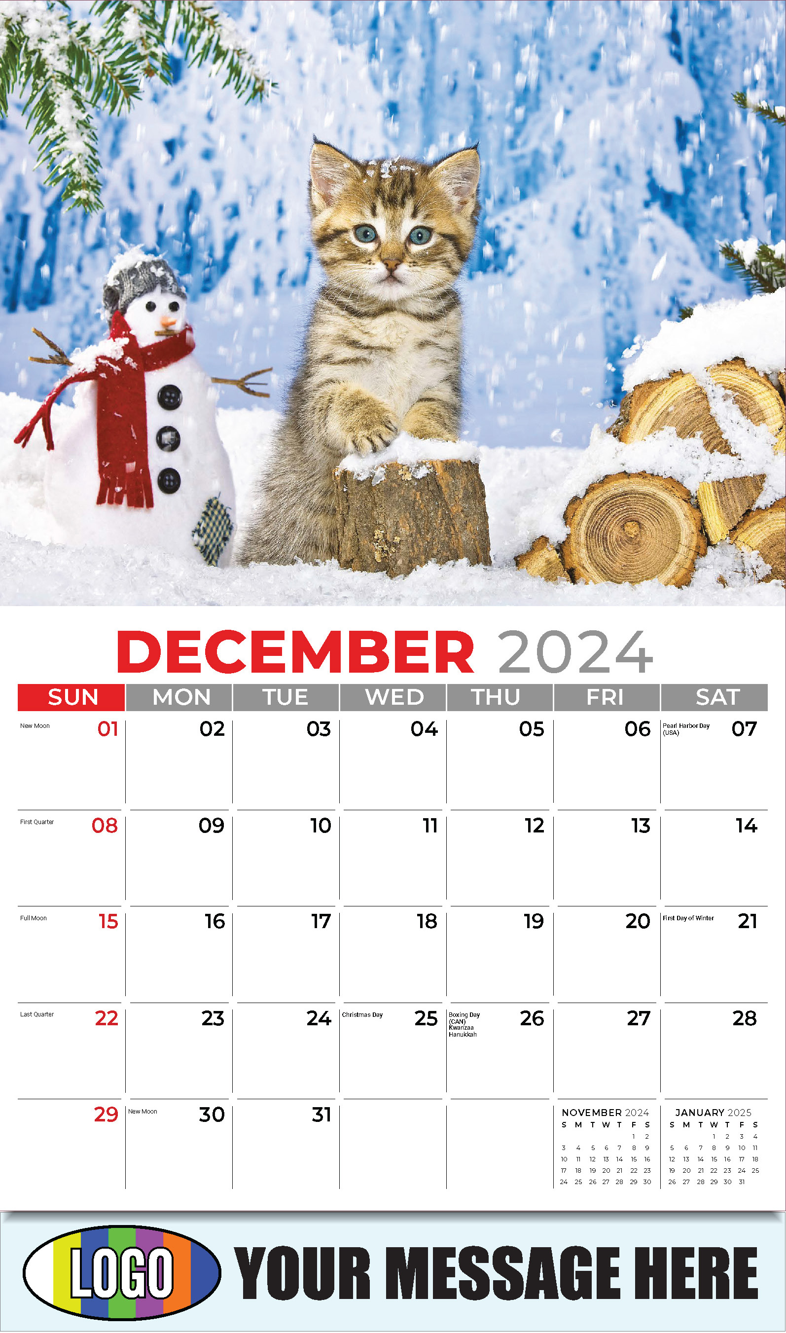 Kittens 2025 Business Promo Wall Calendar - December_a