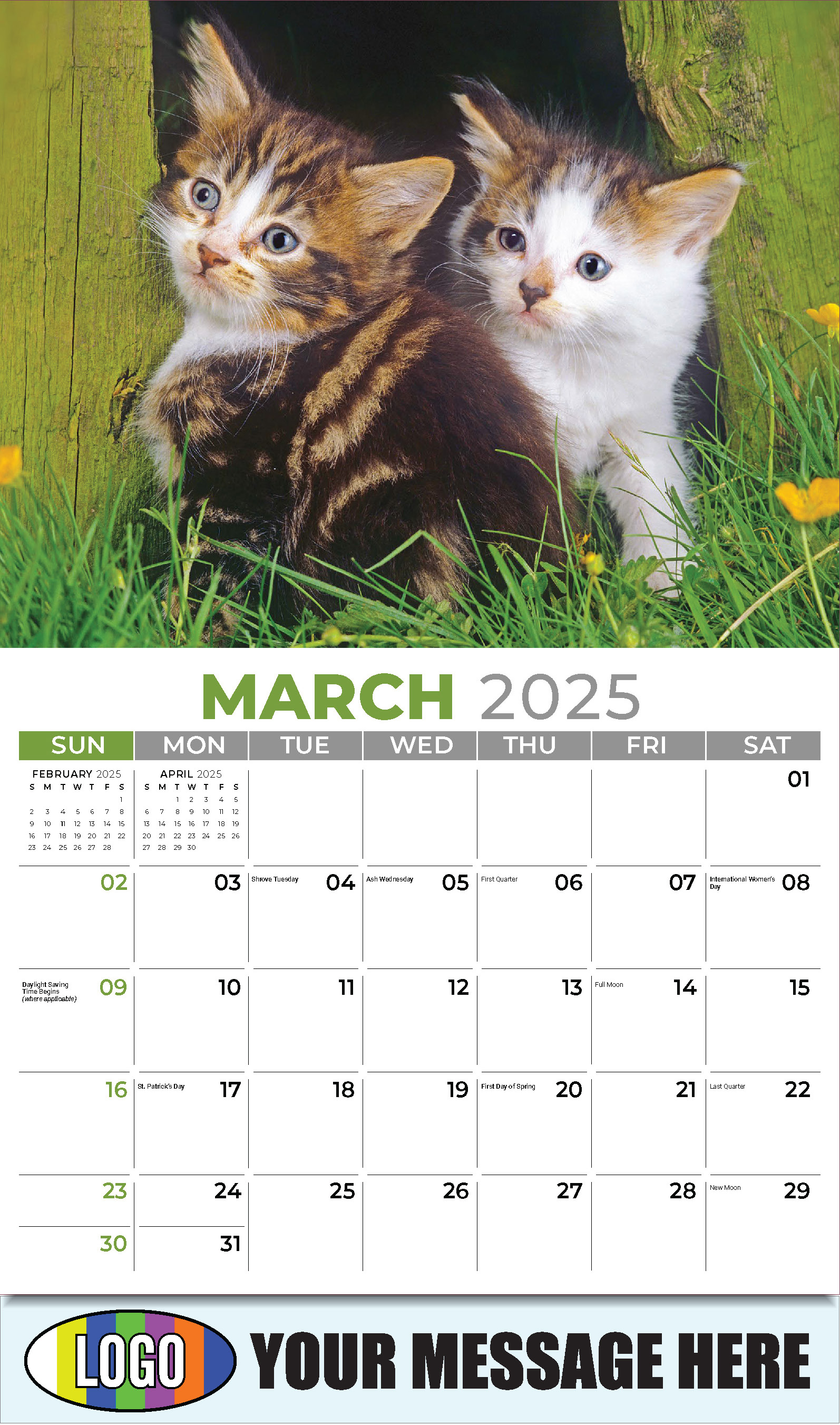 Kittens 2025 Business Promo Wall Calendar - March