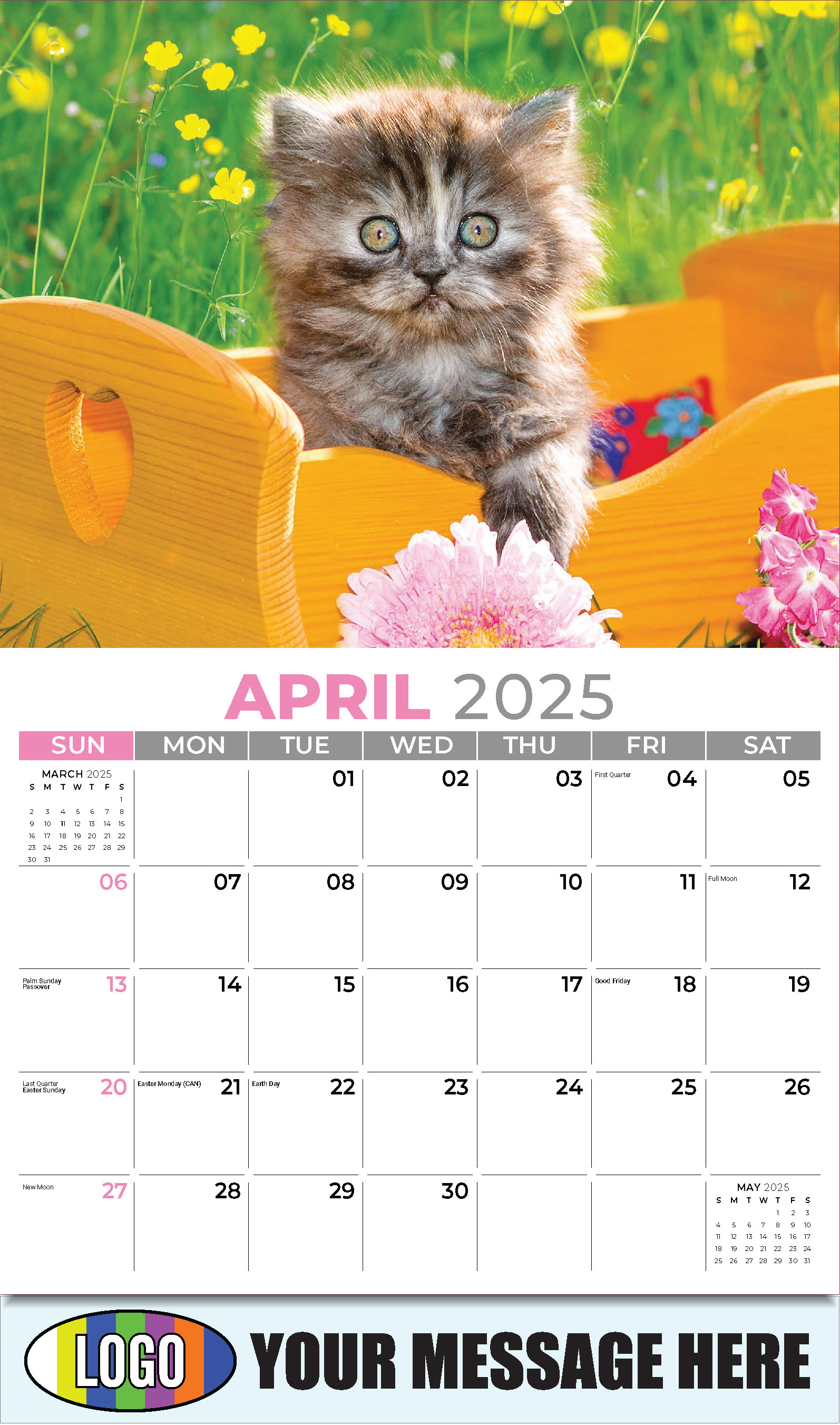 Kittens 2025 Business Promo Wall Calendar - April