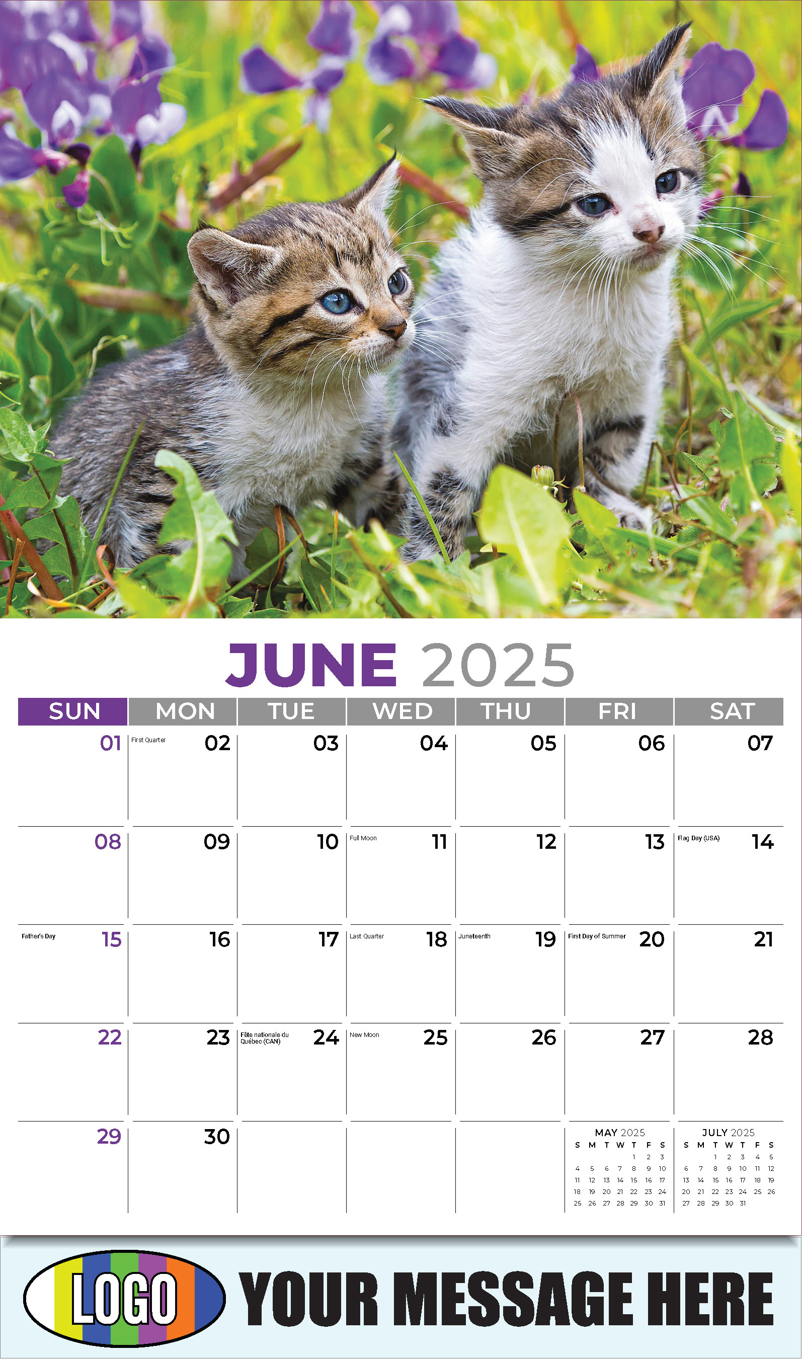 Kittens 2025 Business Promo Wall Calendar - June