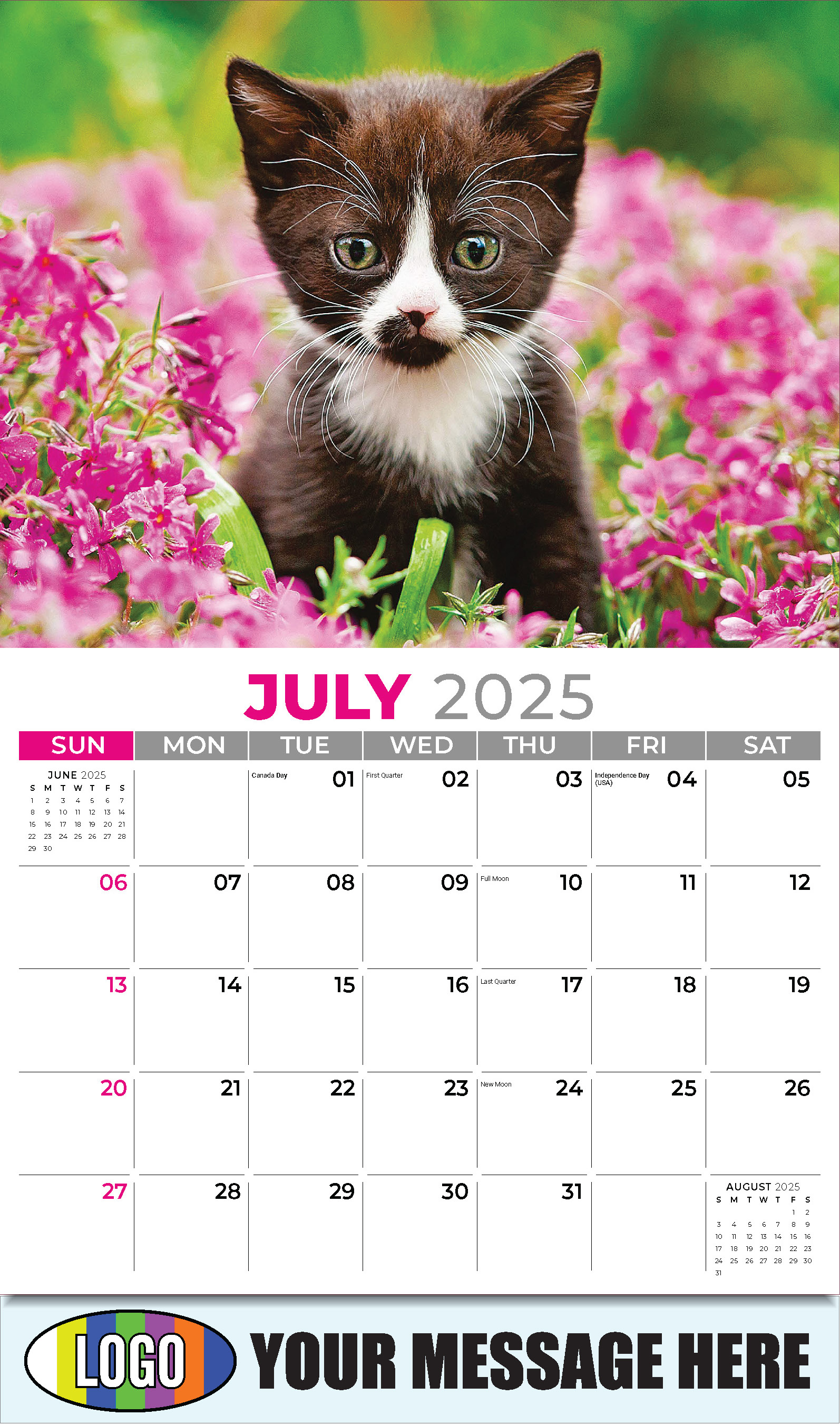 Kittens 2025 Business Promo Wall Calendar - July