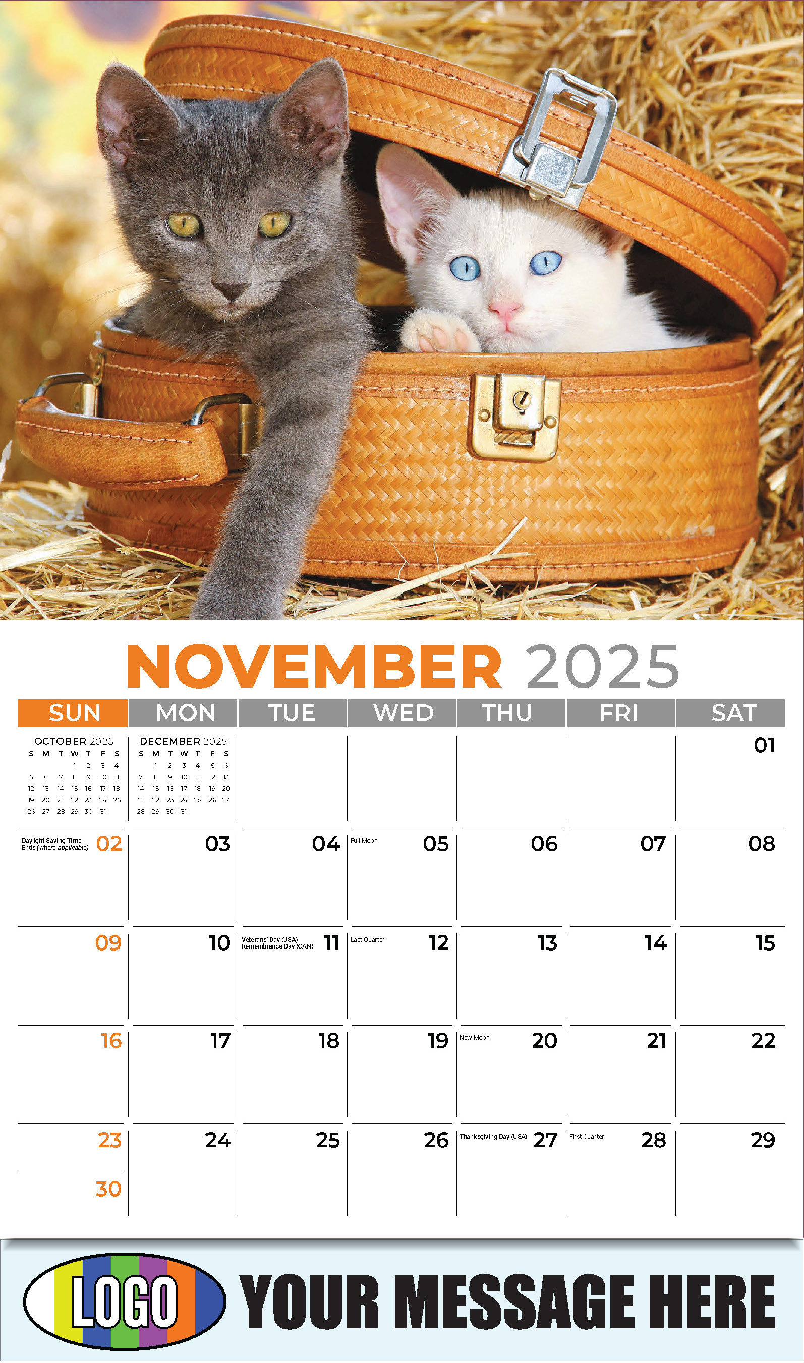 Kittens 2025 Business Promo Wall Calendar - November