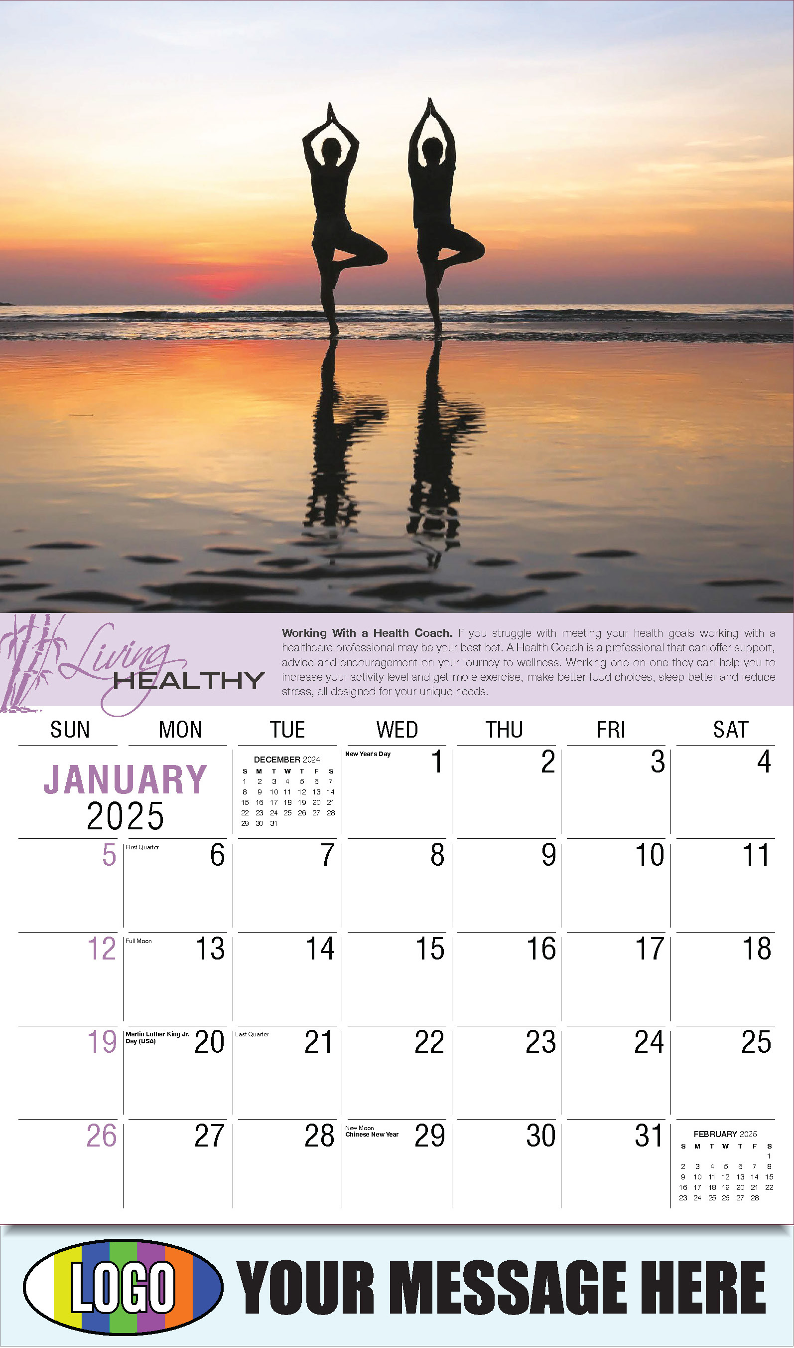 Living Healthy 2025 Business Promotional Calendar - January