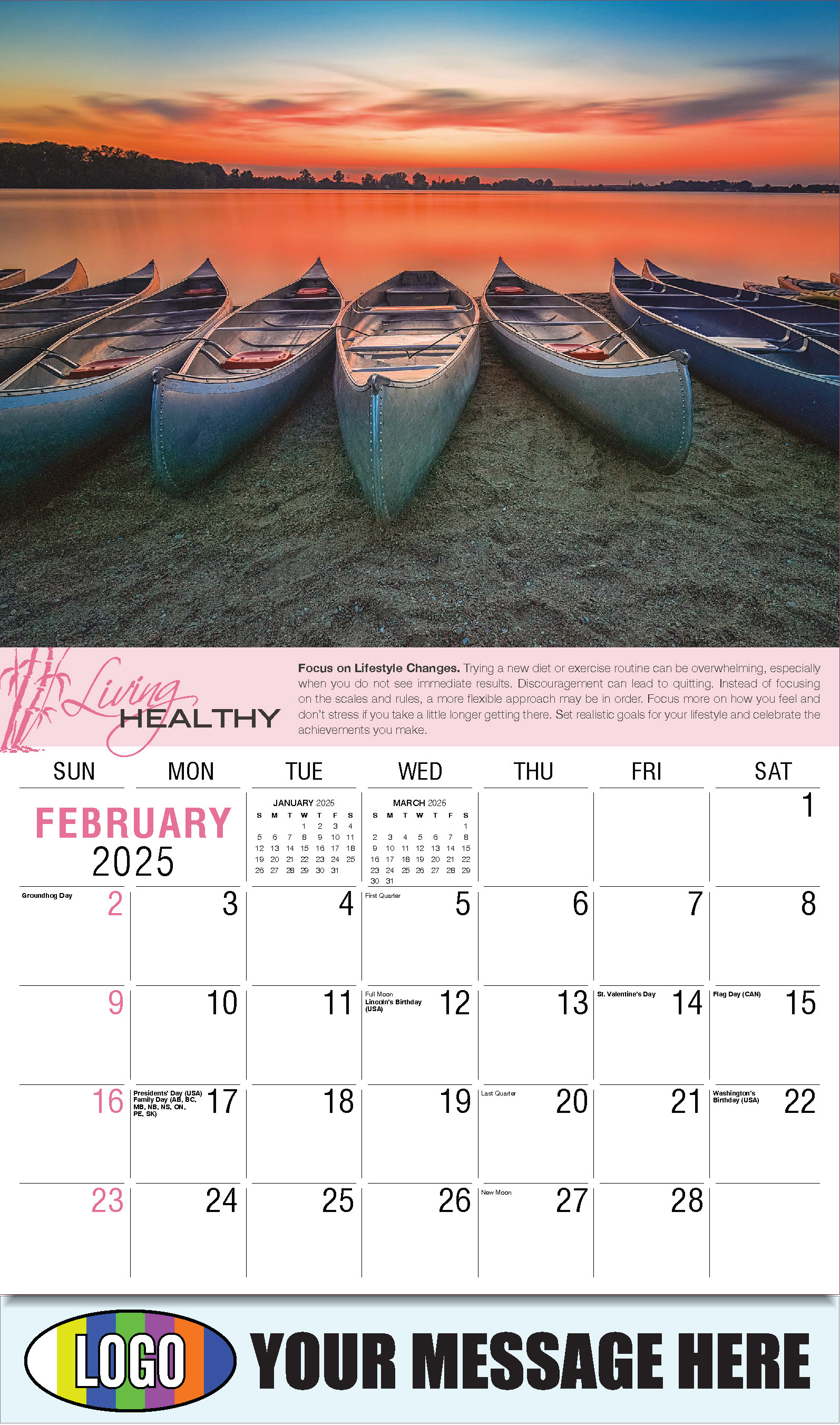 Living Healthy 2025 Business Promotional Calendar - February