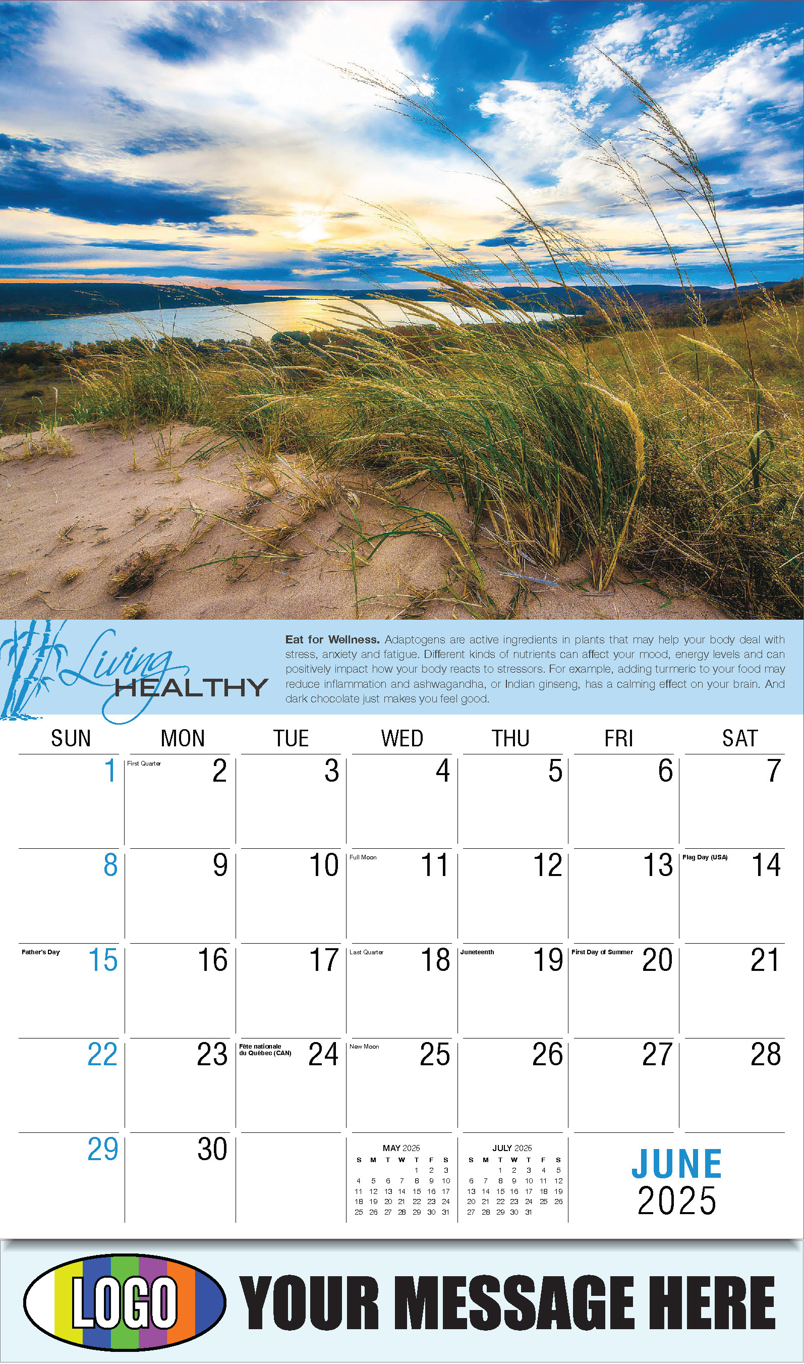 Living Healthy 2025 Business Promotional Calendar - June