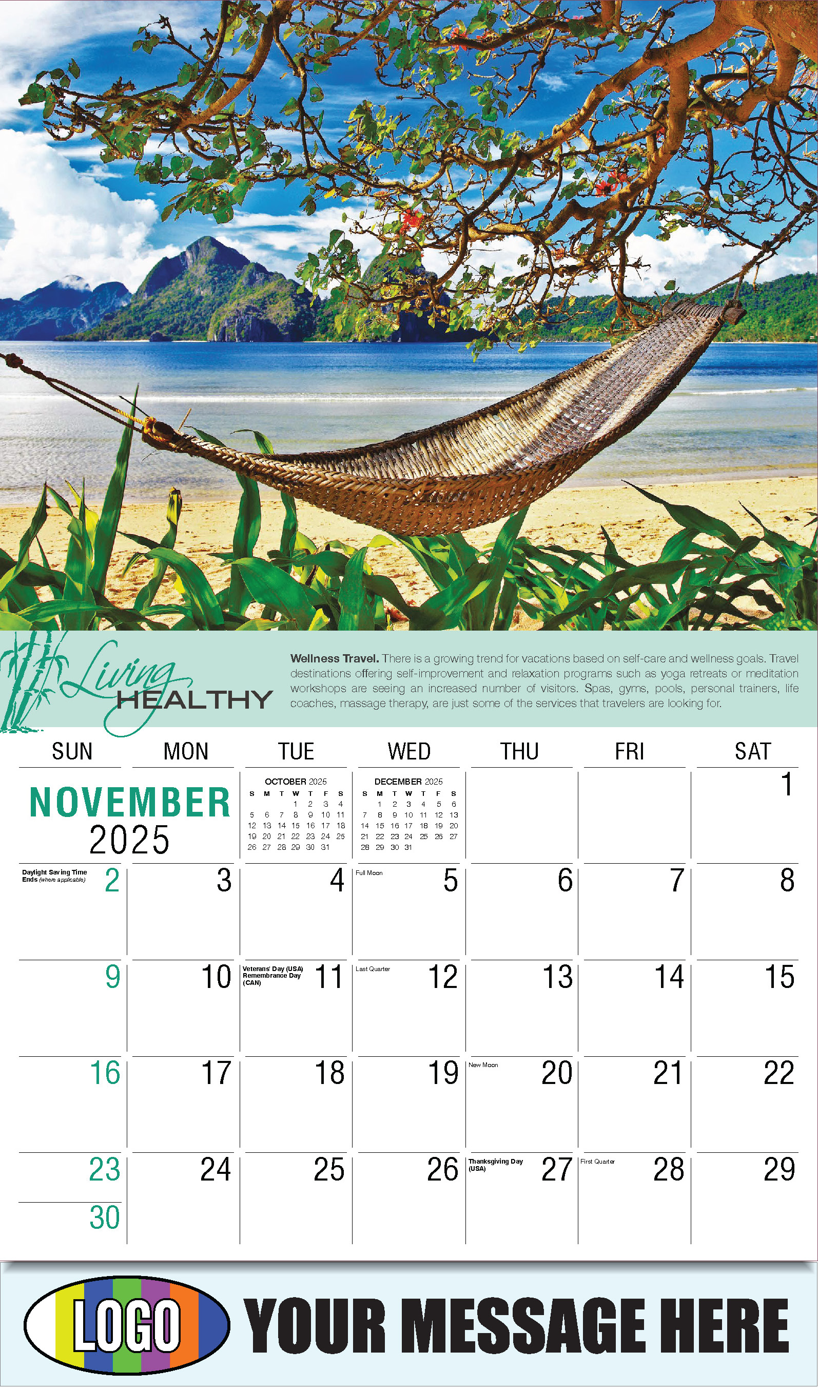 Living Healthy 2025 Business Promotional Calendar - November
