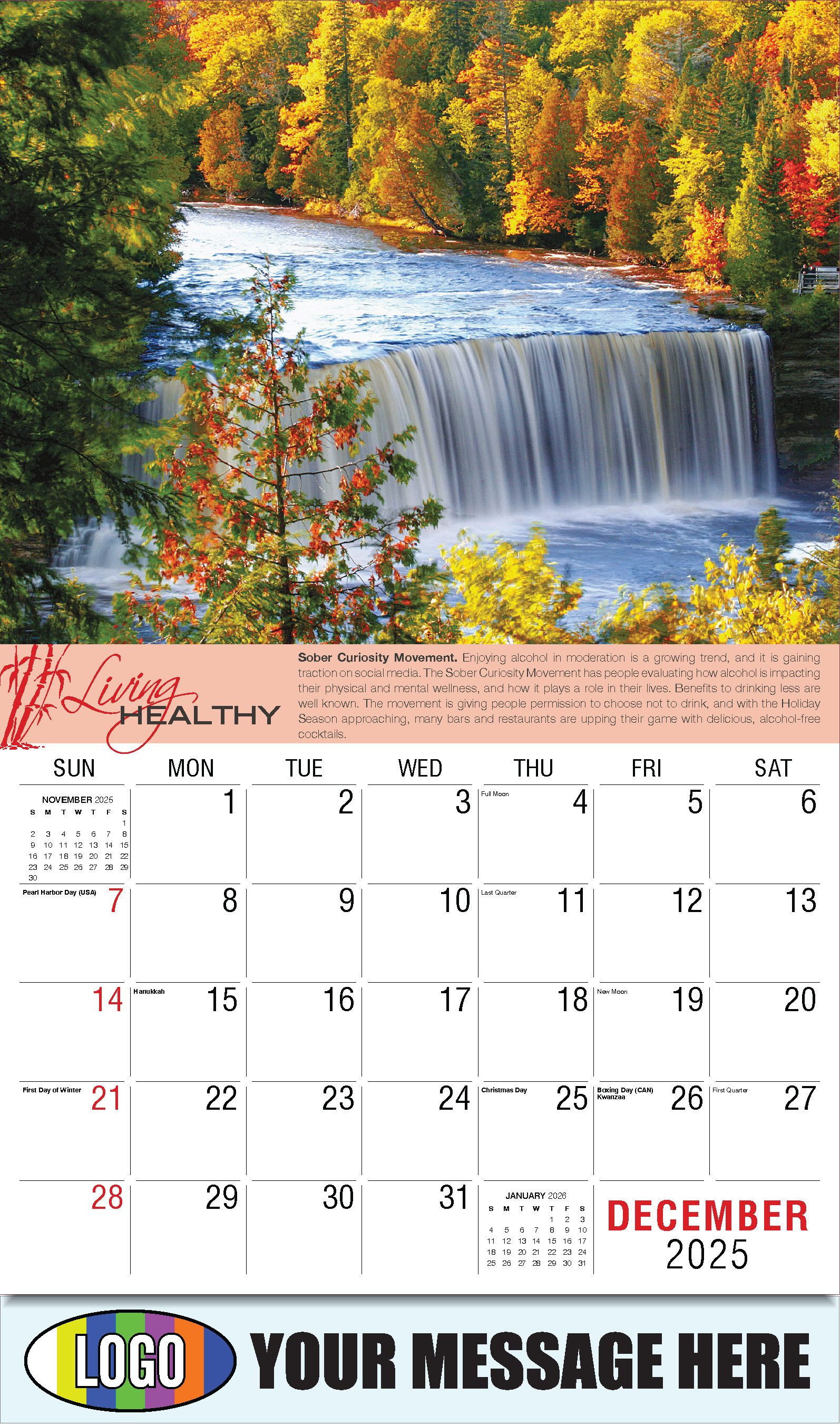 Living Healthy 2025 Business Promotional Calendar - December