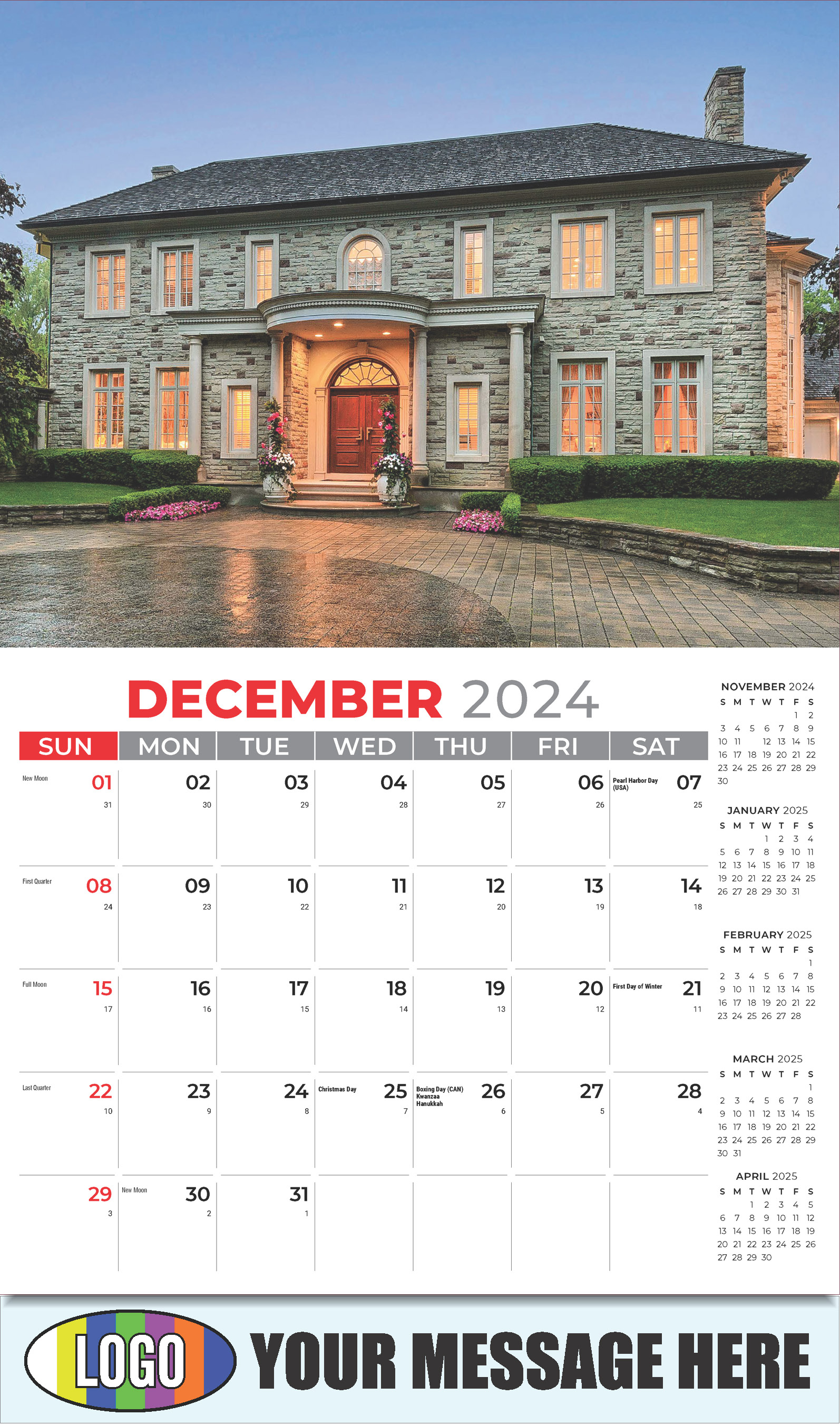 Luxury Homes 2025 Real Estate Agent Promotional Wall Calendar - December_a