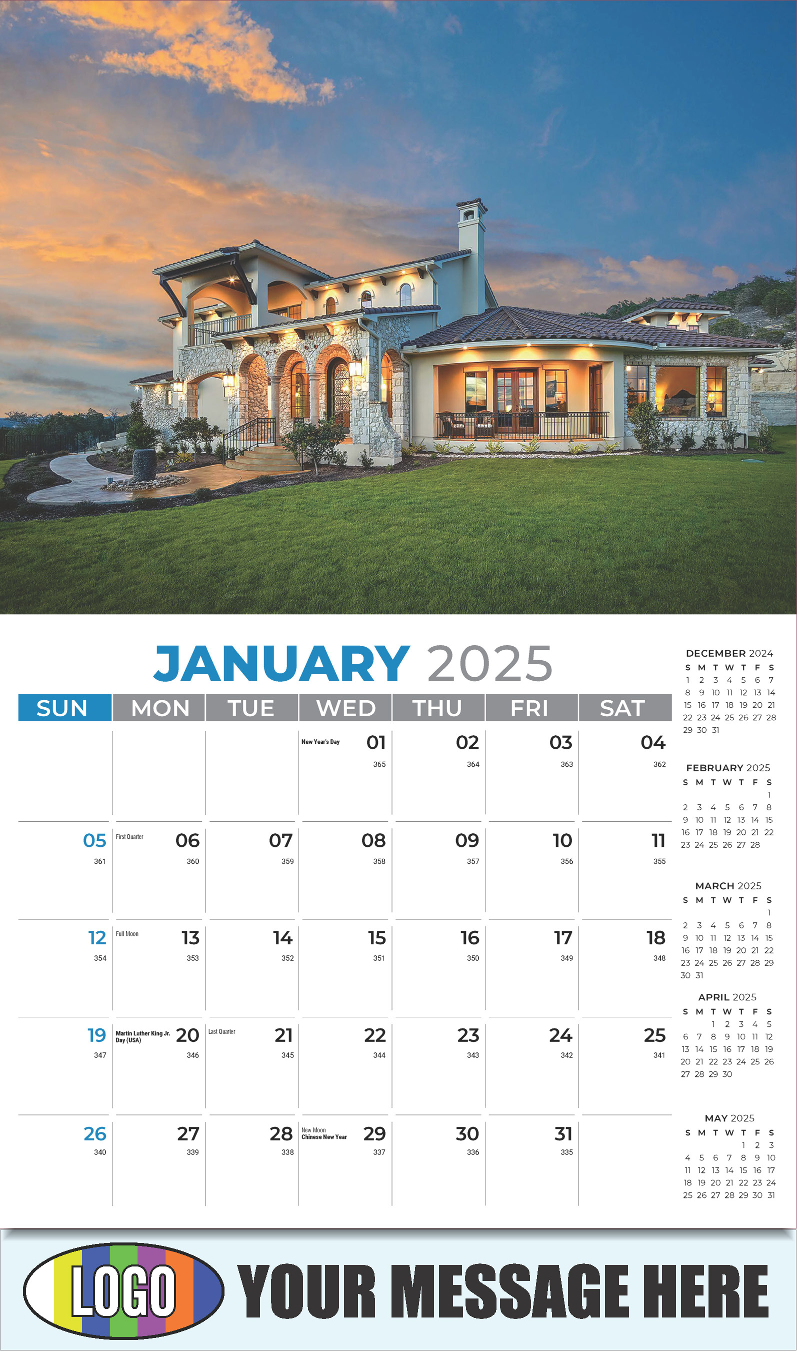 Luxury Homes 2025 Real Estate Agent Promotional Wall Calendar - January