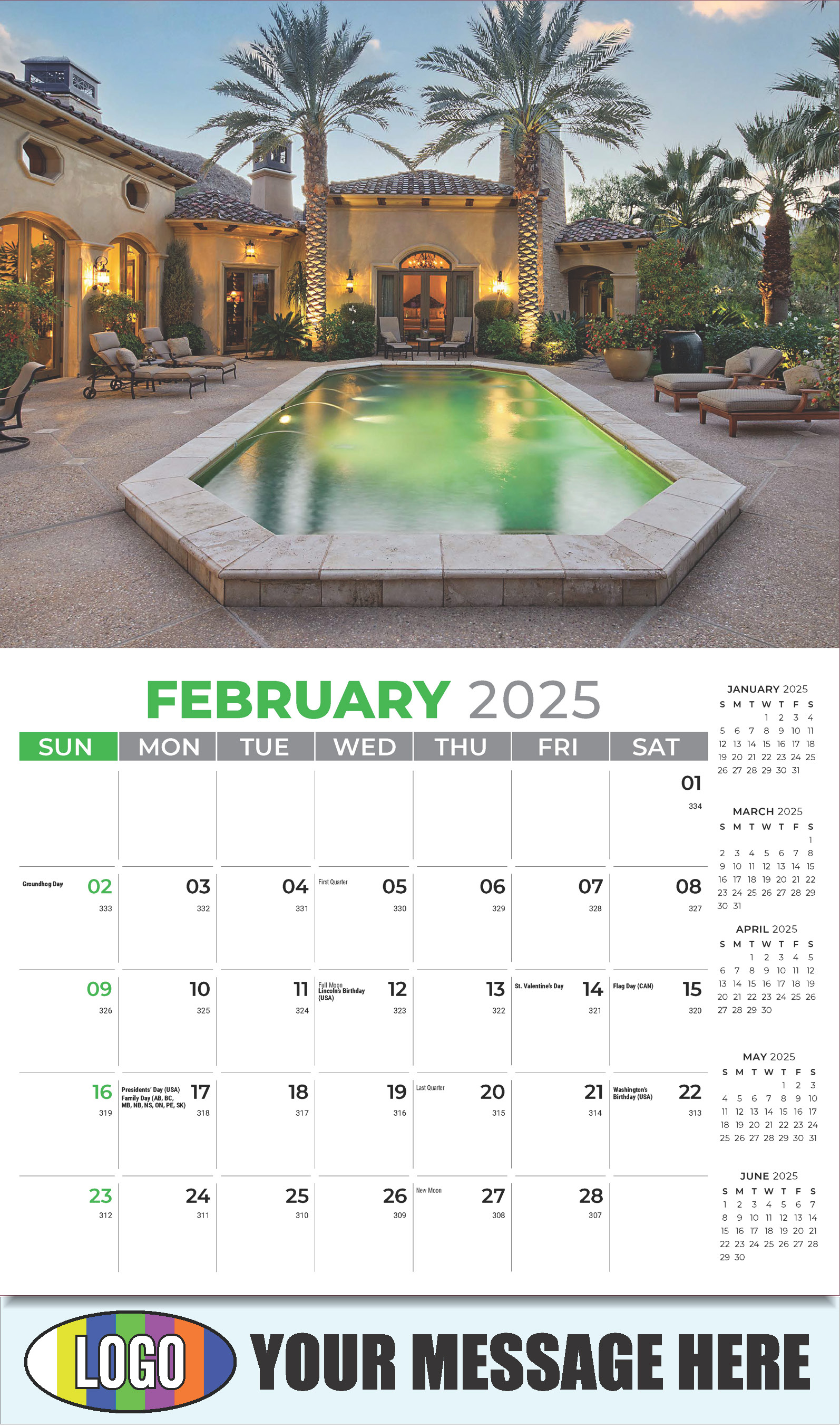 Luxury Homes 2025 Real Estate Agent Promotional Wall Calendar - February