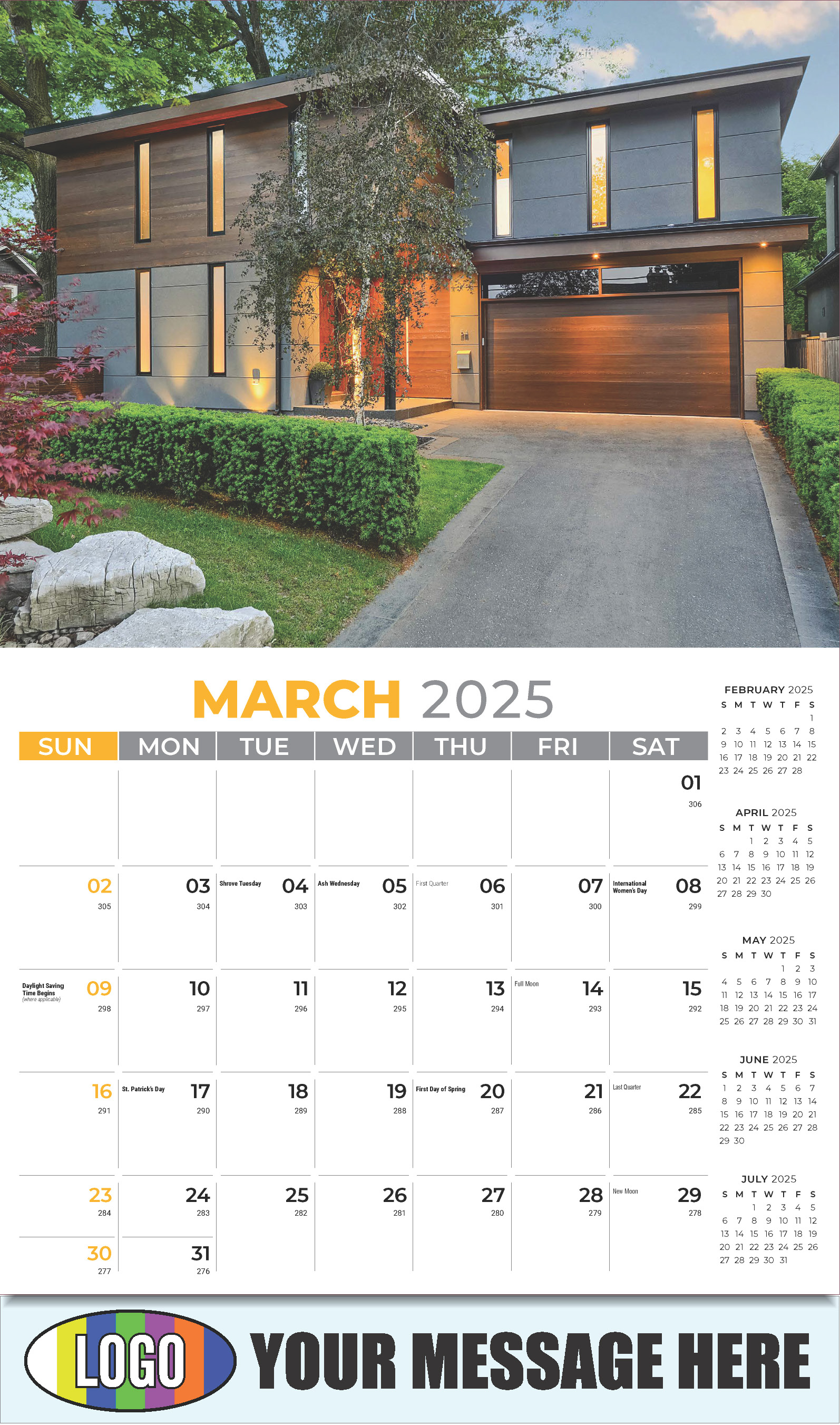 Luxury Homes 2025 Real Estate Agent Promotional Wall Calendar - March