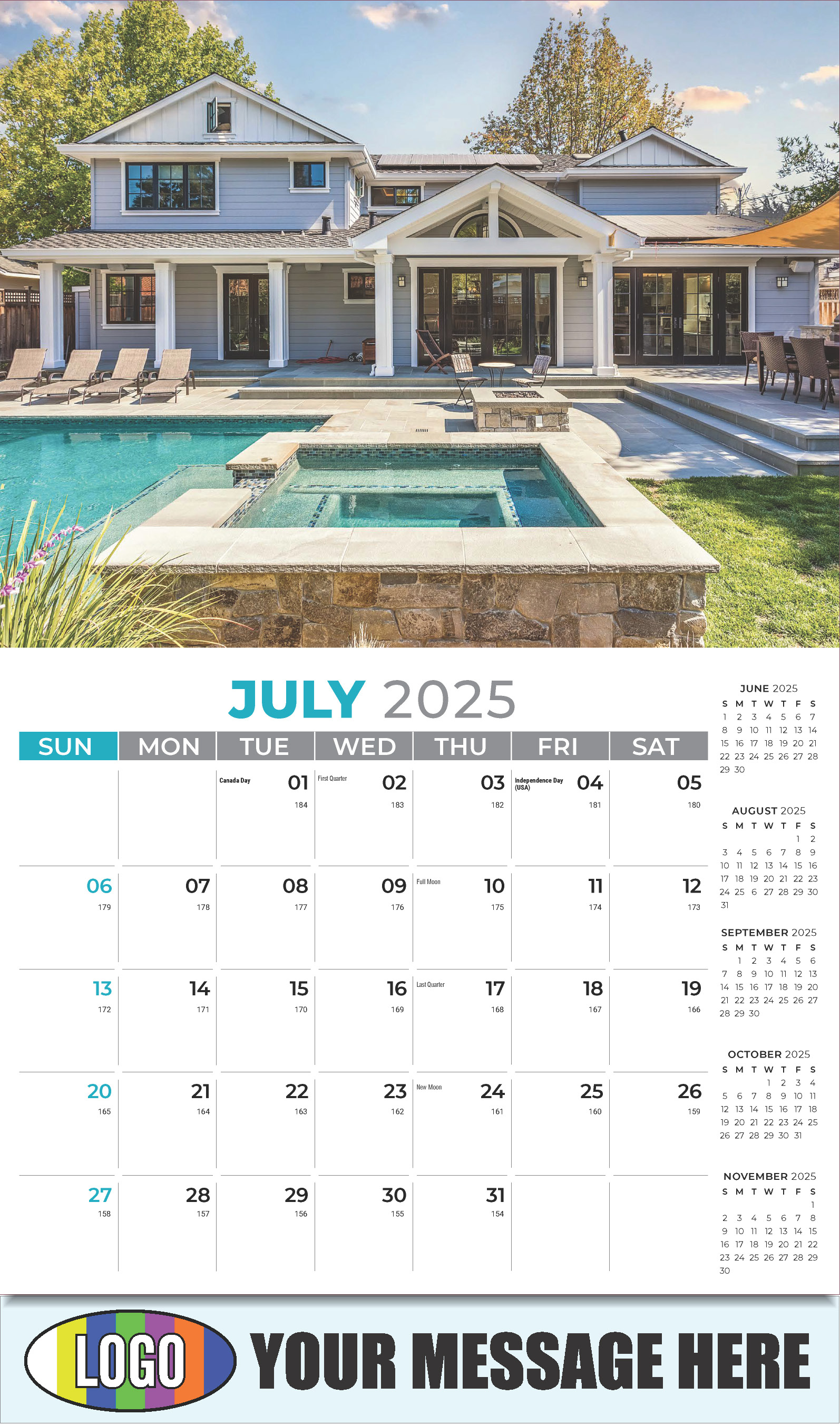 Luxury Homes 2025 Real Estate Agent Promotional Wall Calendar - July