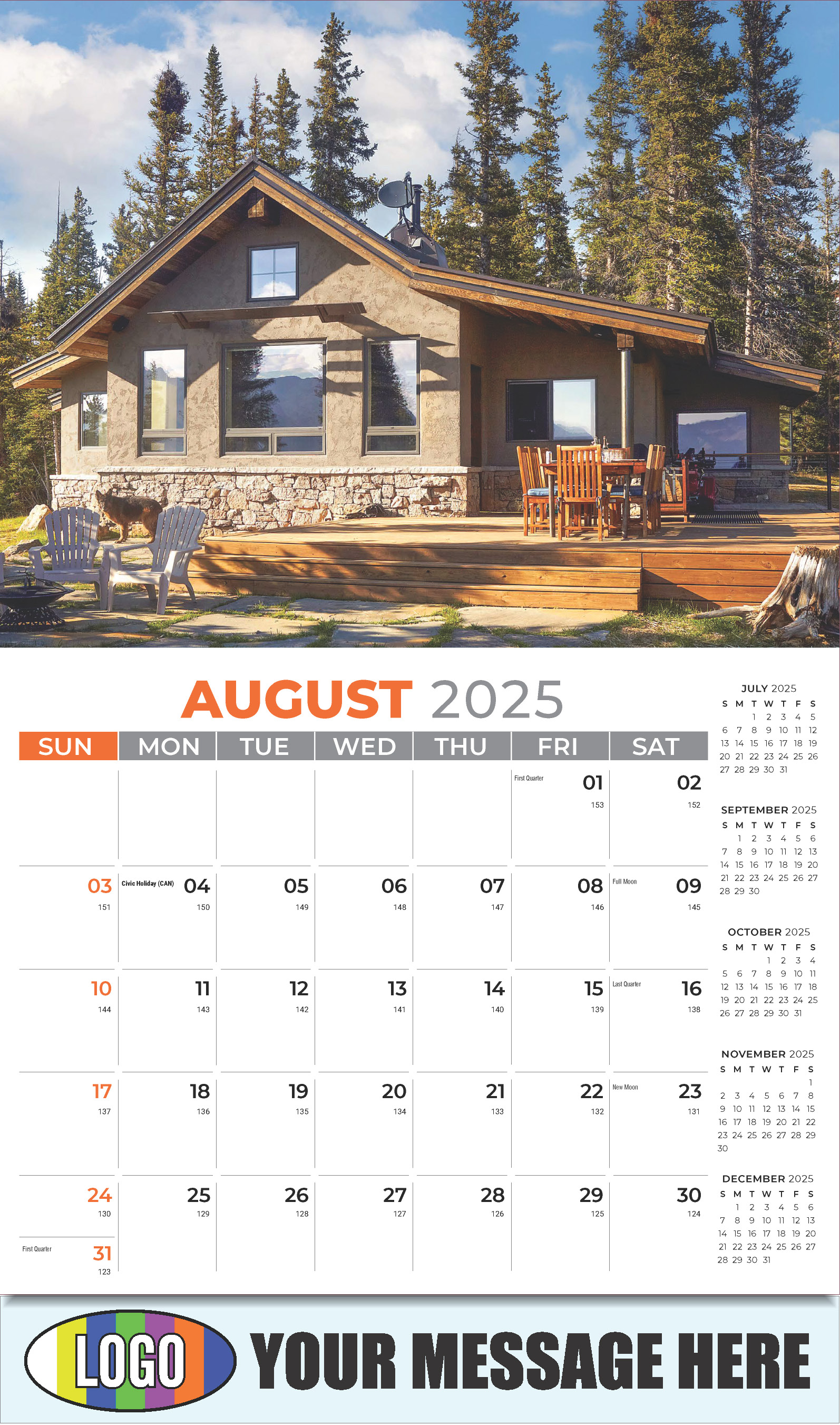 Luxury Homes 2025 Real Estate Agent Promotional Wall Calendar - August