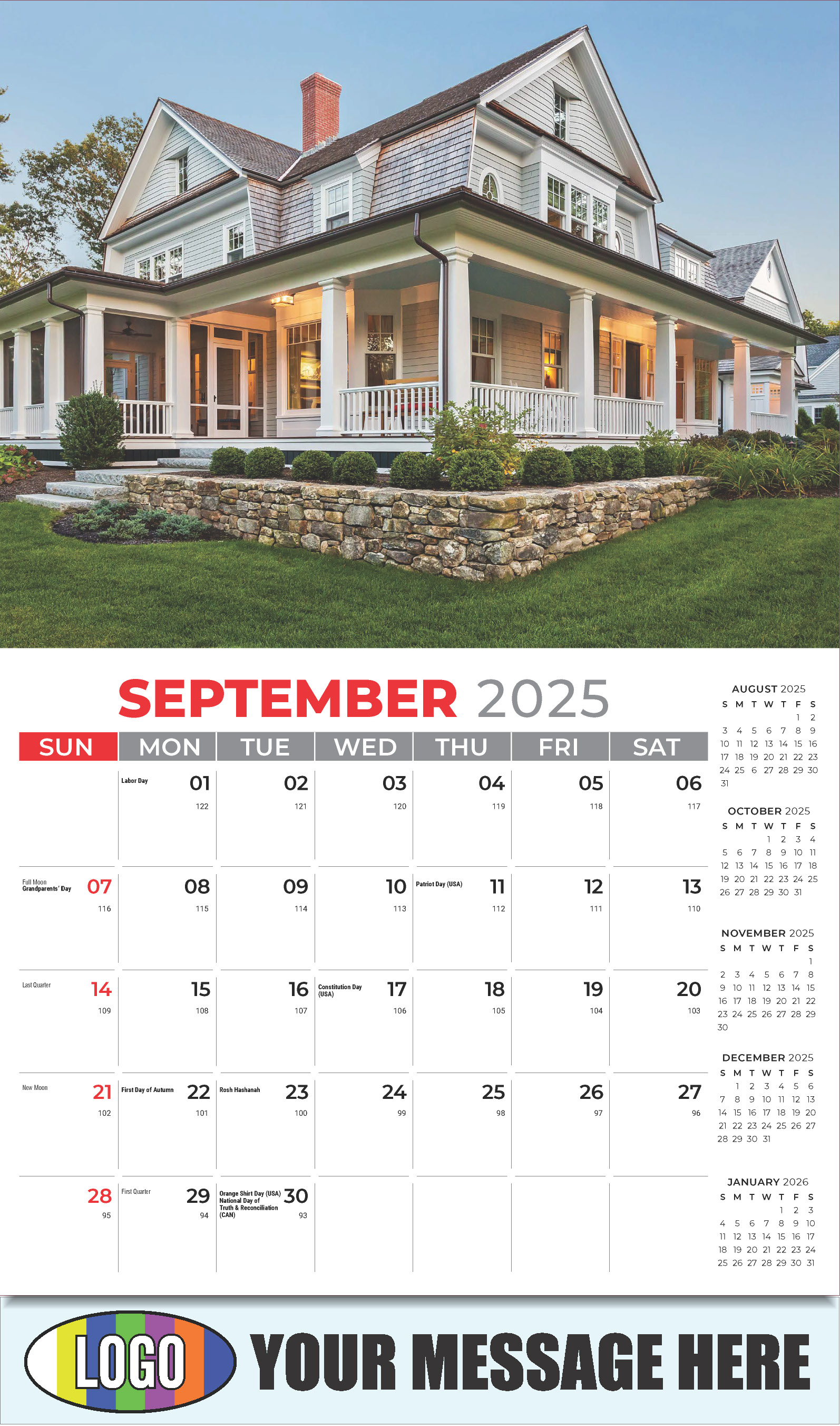 Luxury Homes 2025 Real Estate Agent Promotional Wall Calendar - September