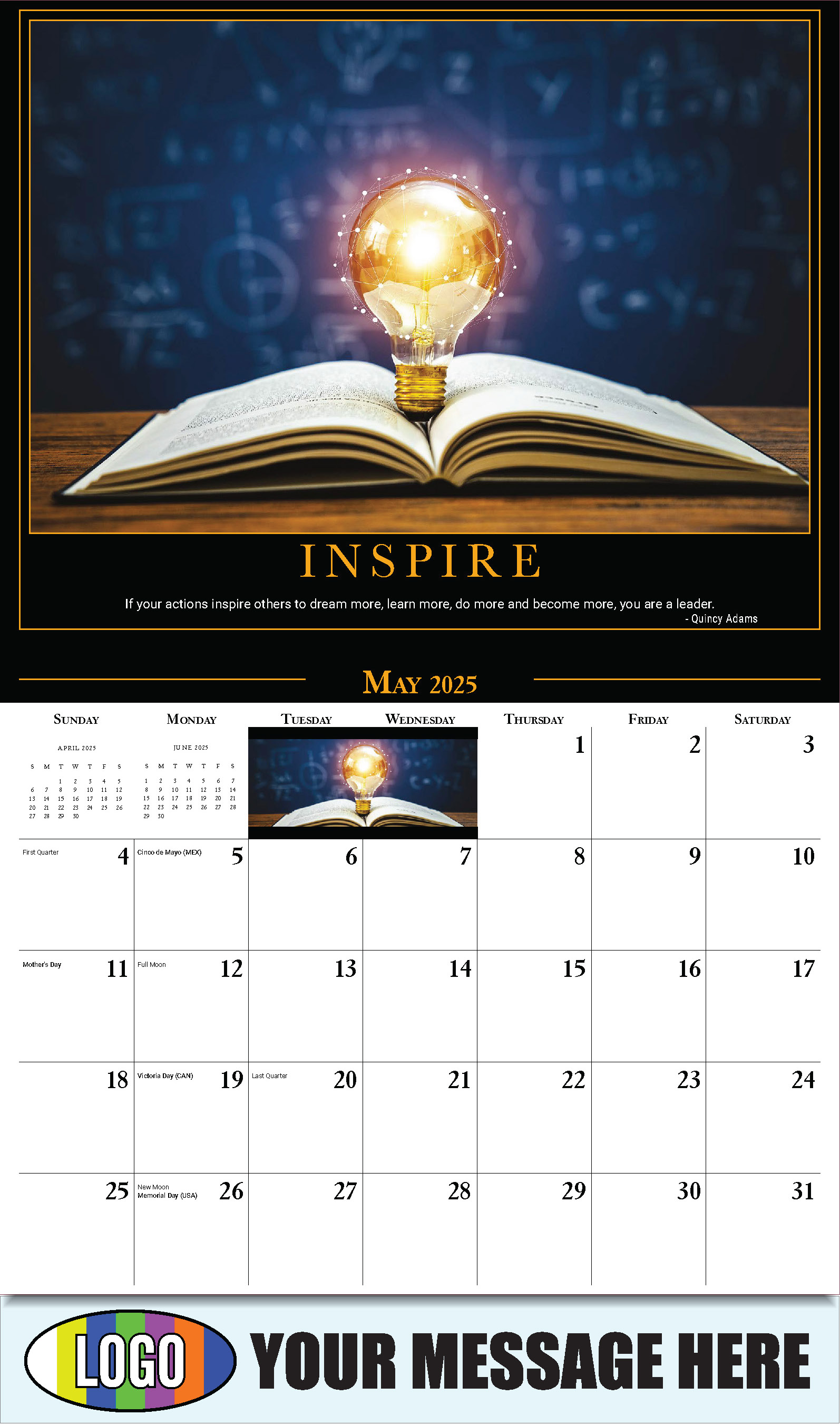 Motivational Quotes 2025 Business Promo Wall Calendar - May