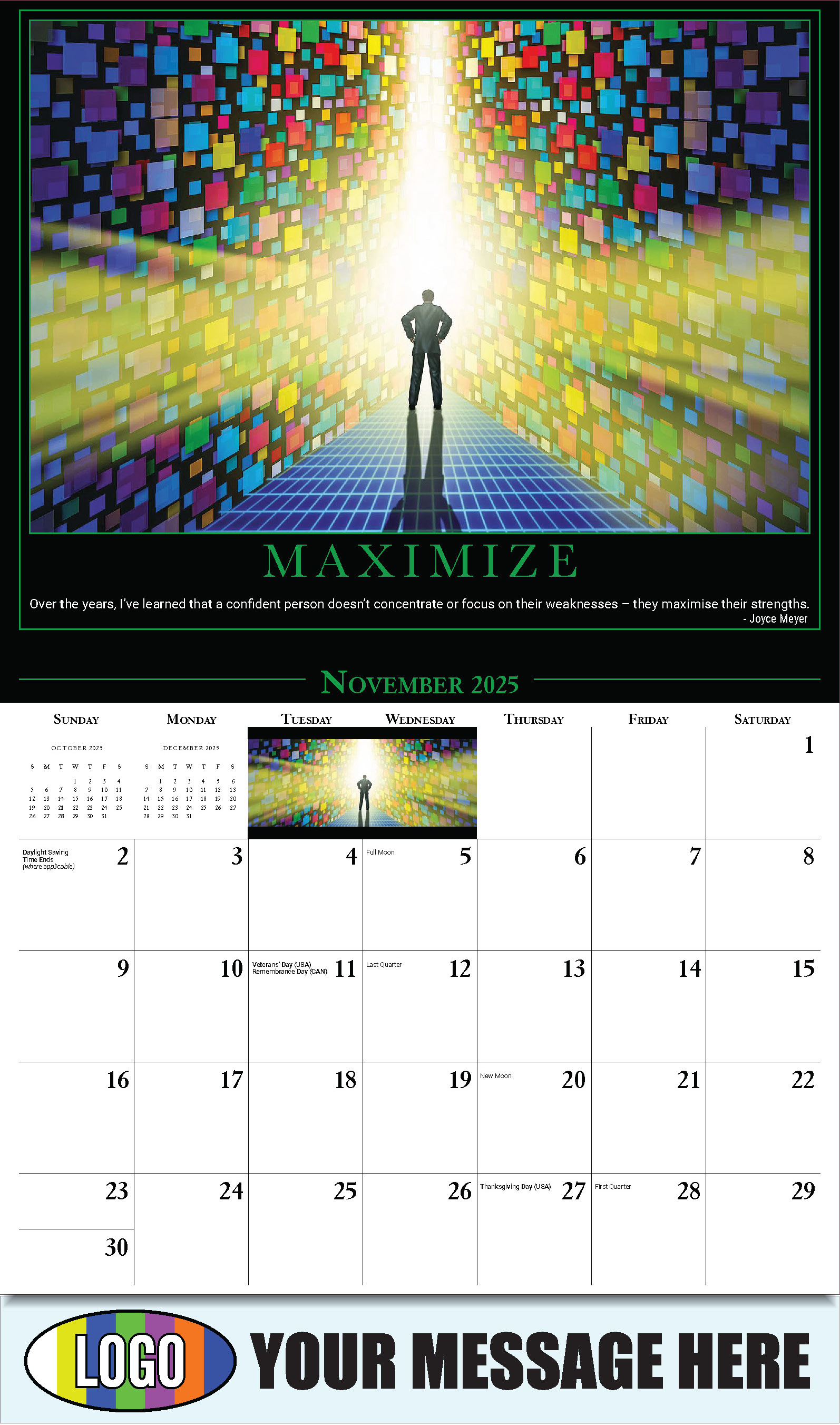 Motivational Quotes 2025 Business Promo Wall Calendar - November