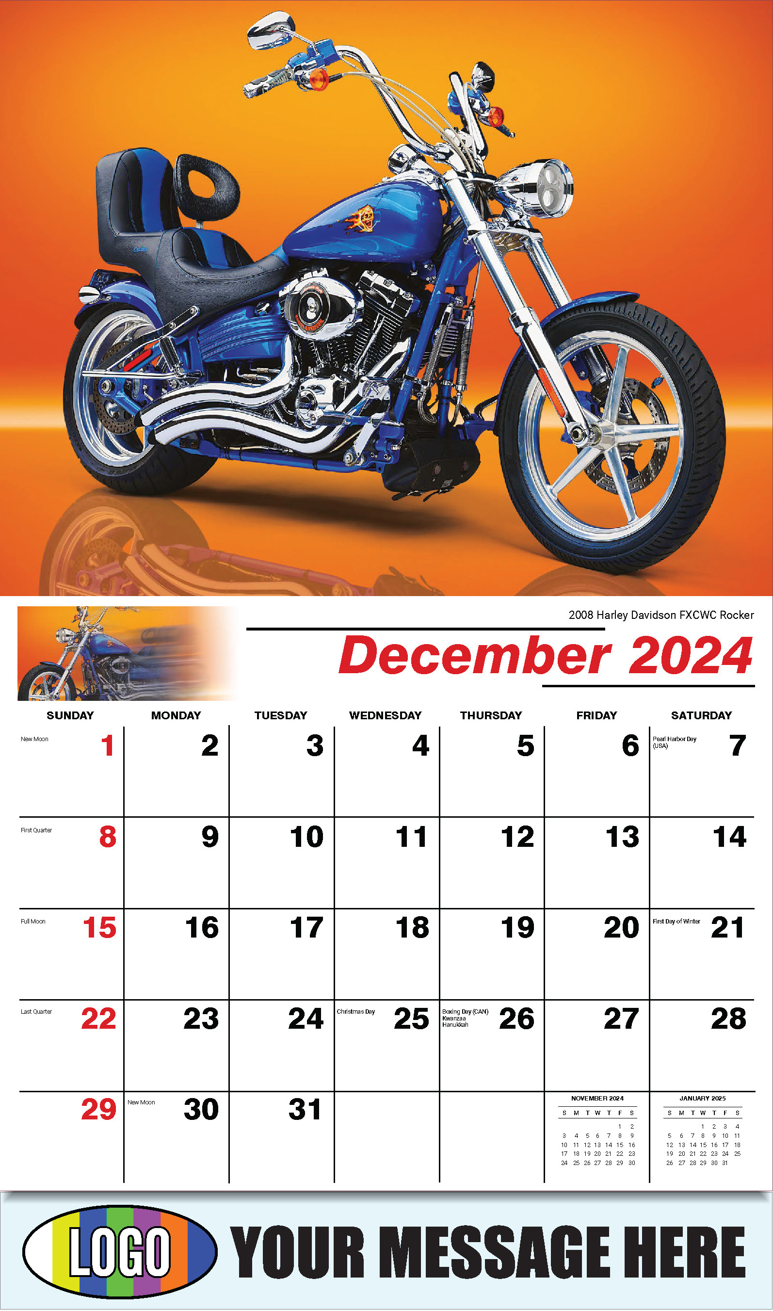 Motorcycle Mania 2025 Automotve Business Advertising Wall Calendar - December_a