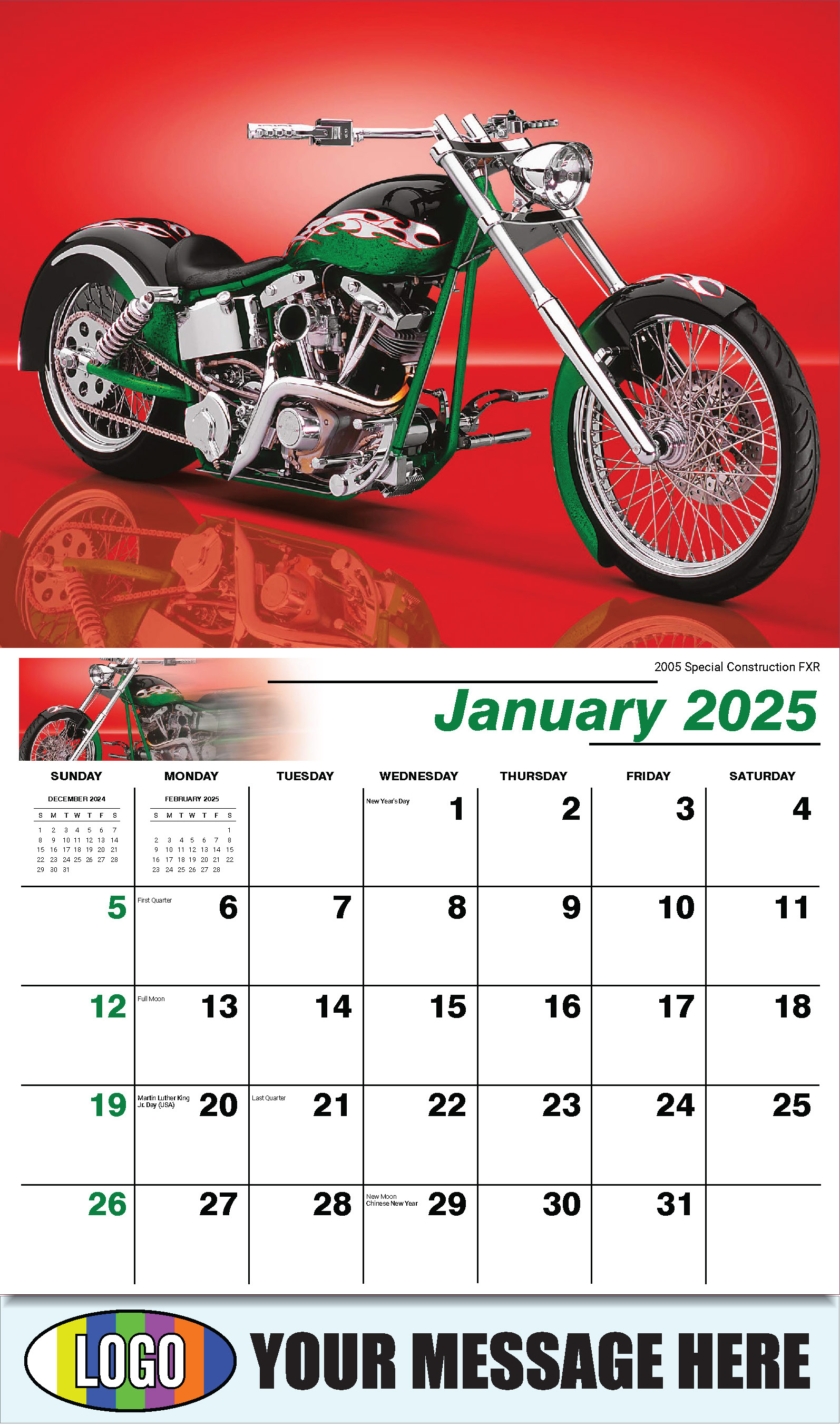 Motorcycle Mania 2025 Automotve Business Advertising Wall Calendar - January