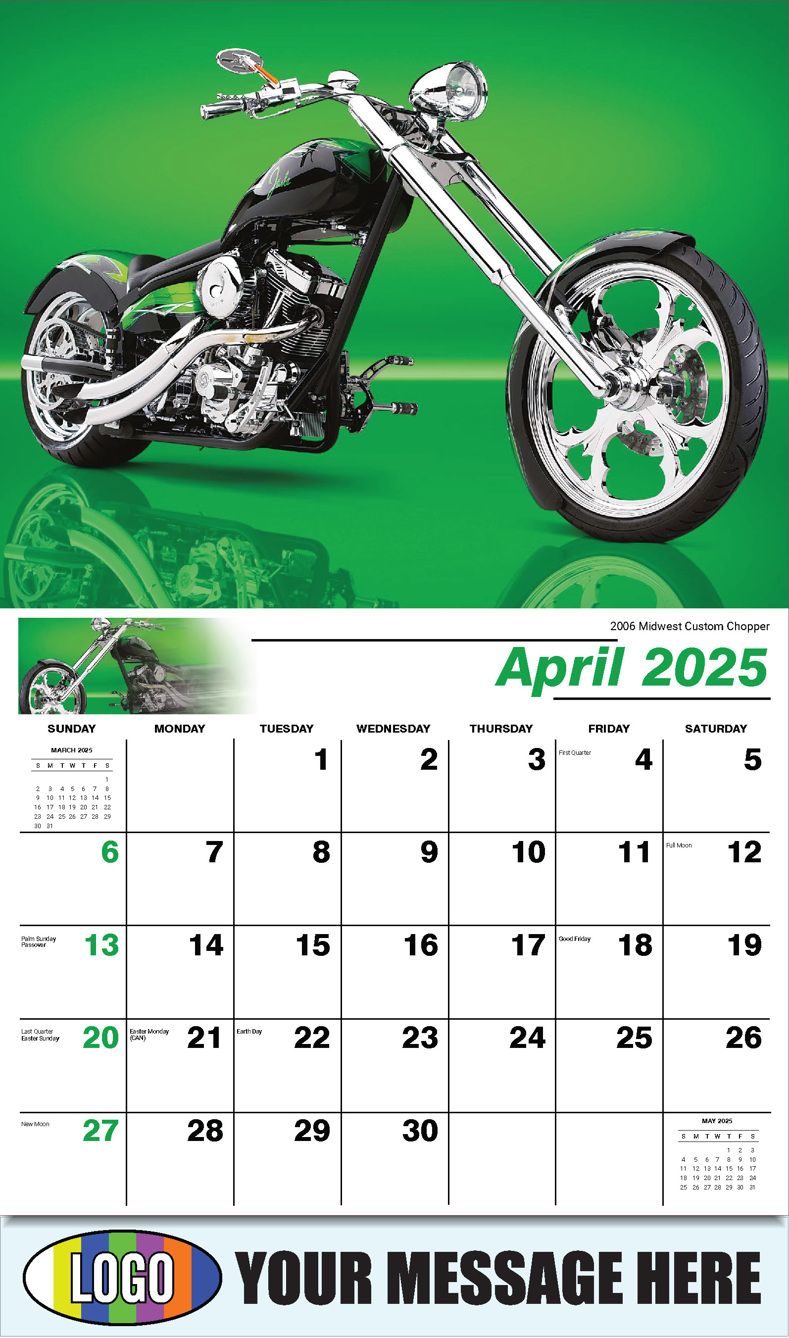 Motorcycle Mania 2025 Automotve Business Advertising Wall Calendar - April