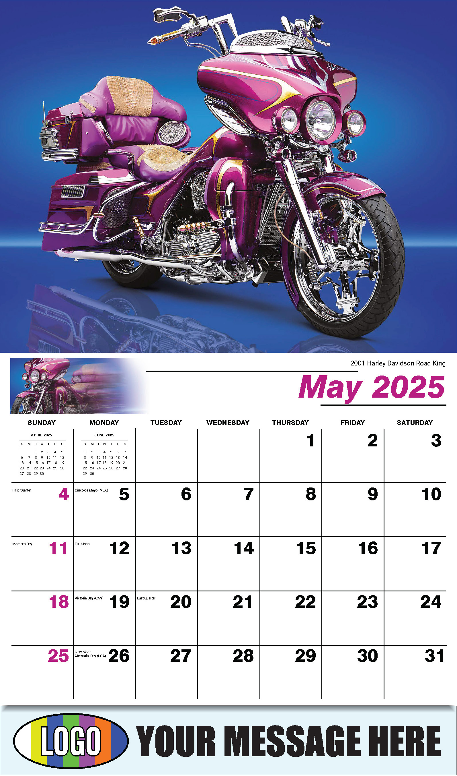 Motorcycle Mania 2025 Automotve Business Advertising Wall Calendar - May