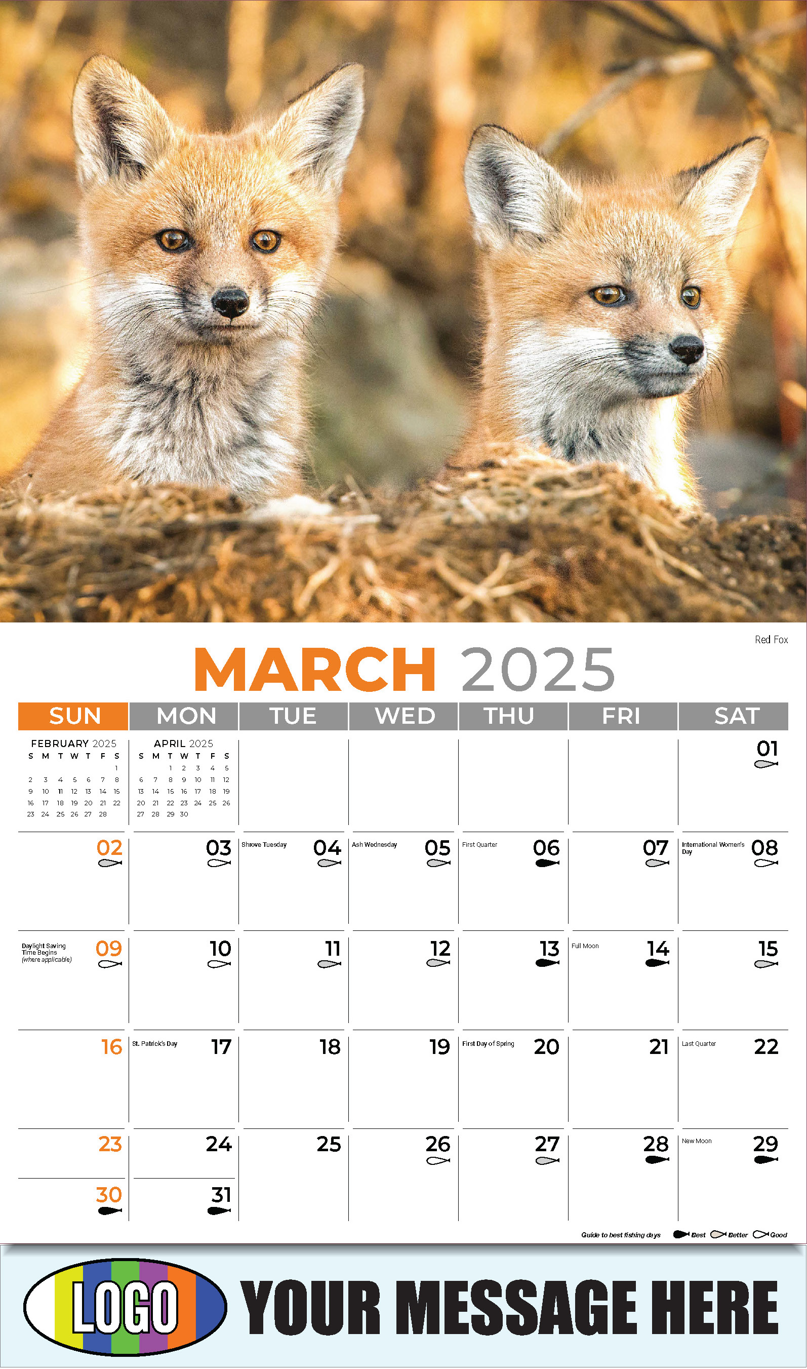 North American Wildlife 2025 Business Promo Wall Calendar - March