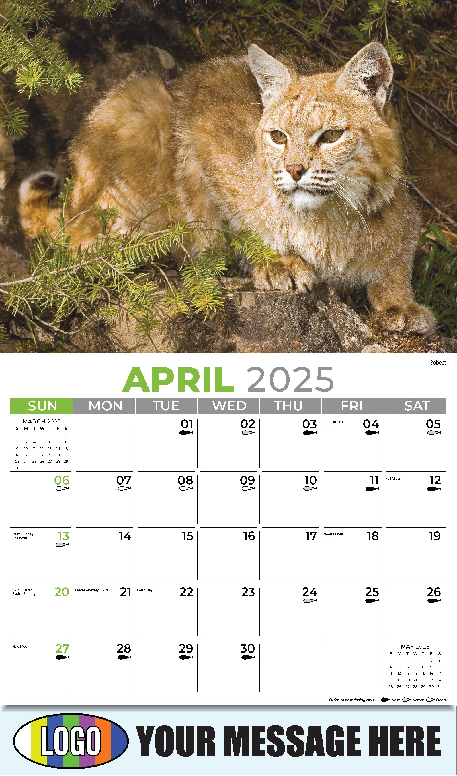 North American Wildlife 2025 Business Promo Wall Calendar - April