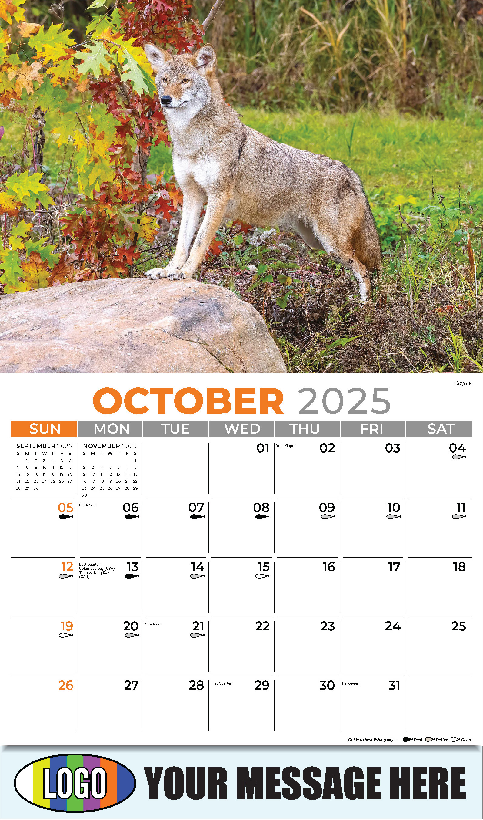North American Wildlife 2025 Business Promo Wall Calendar - October