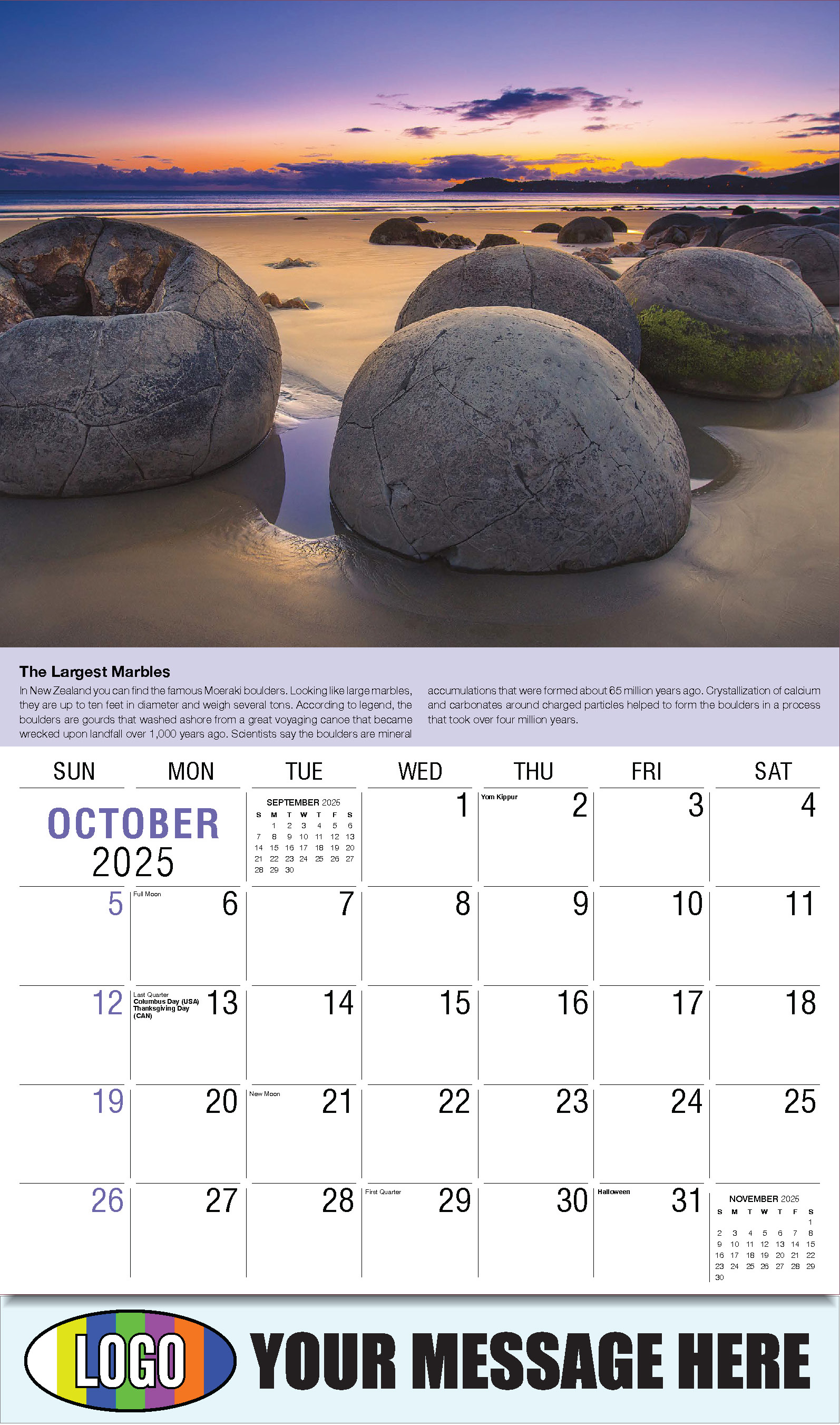 Planet Earth 2025 Business Promotional Wall Calendar - October